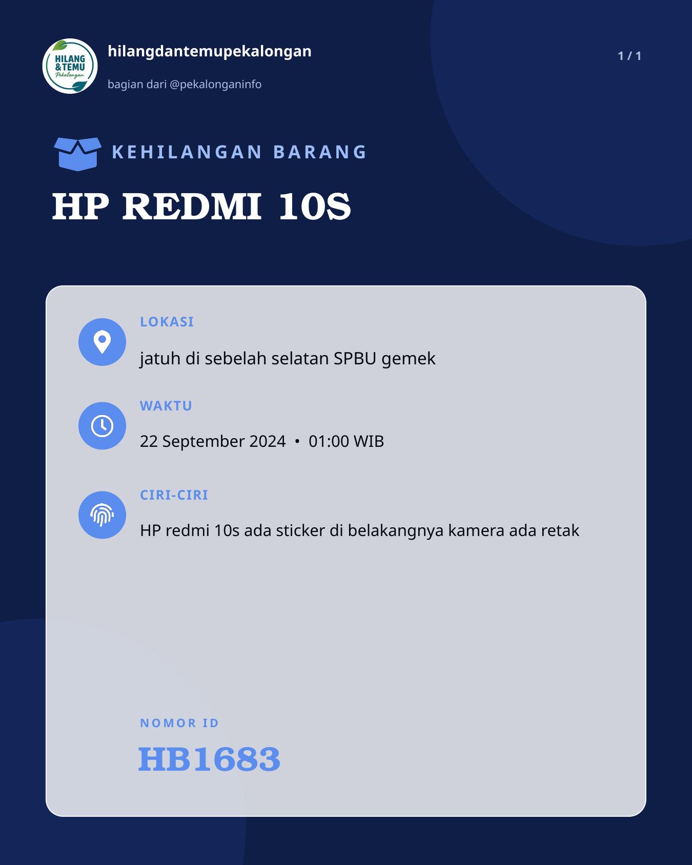 Slide laporan HP REDMI 10S (HB1683)