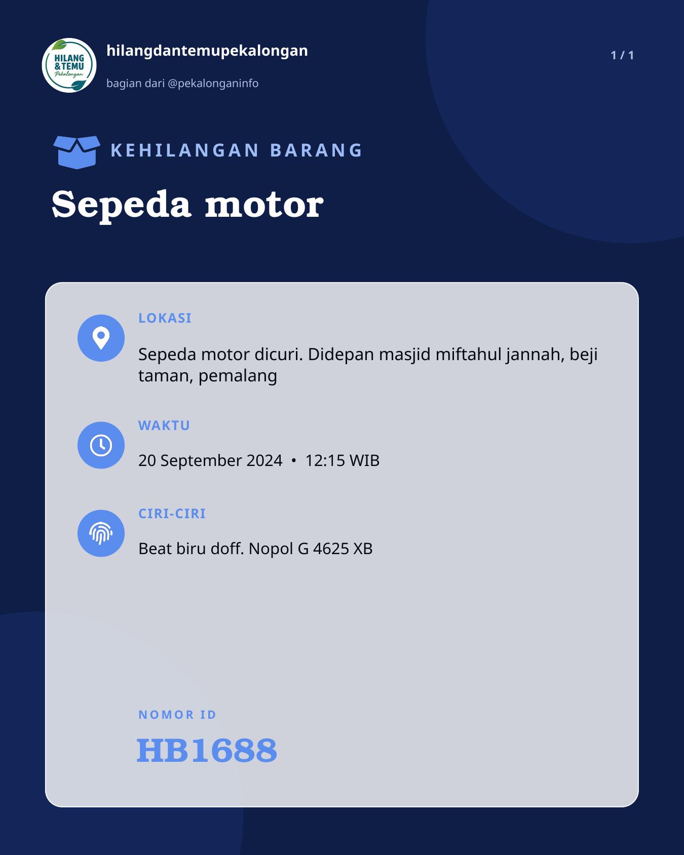Slide laporan Sepeda motor (HB1688)