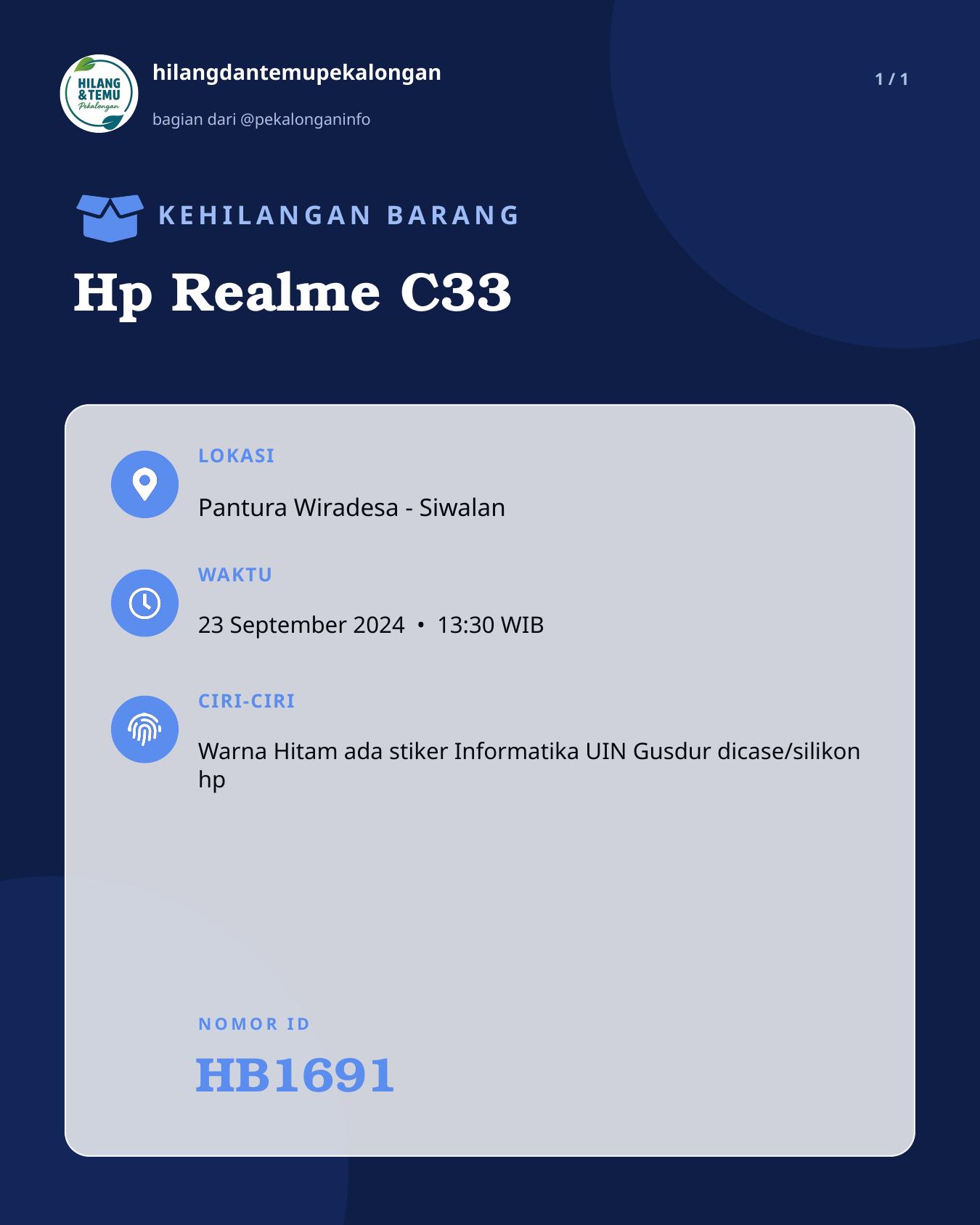 Slide laporan Hp Realme C33 (HB1691)
