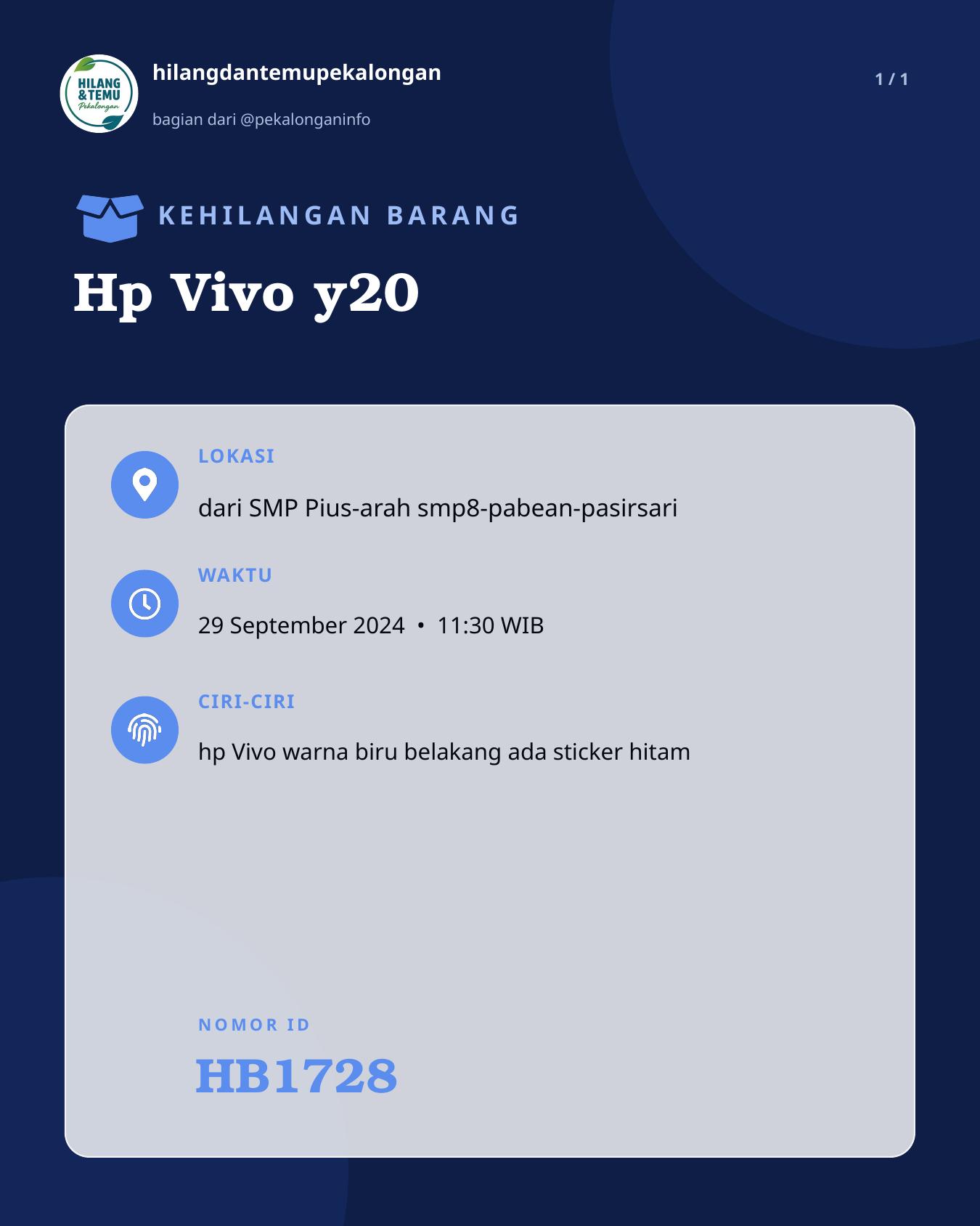Slide laporan Hp Vivo y20 (HB1728)