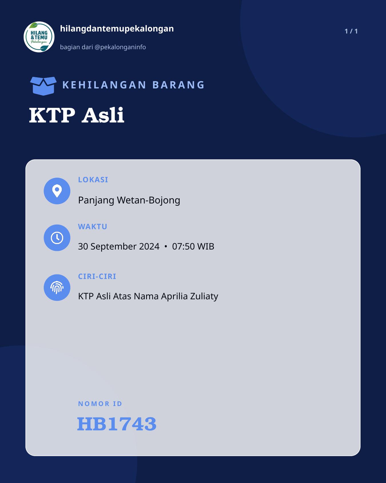 Slide laporan KTP Asli (HB1743)