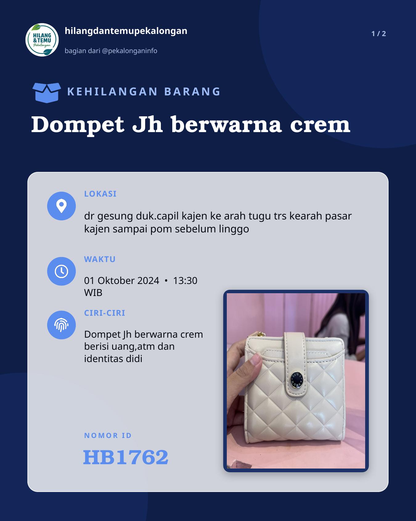 Slide 1 laporan Dompet Jh berwarna crem