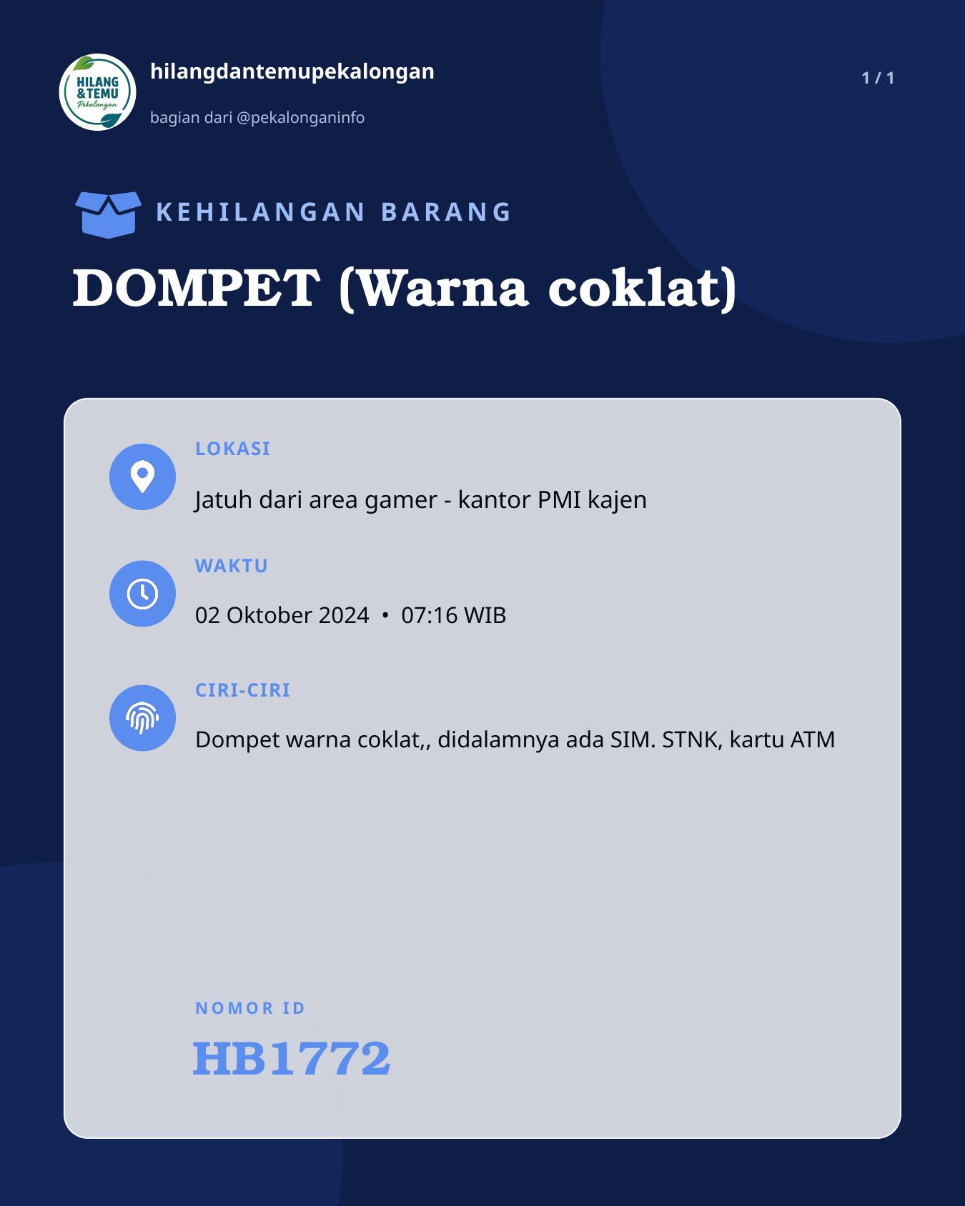 Slide laporan DOMPET (Warna coklat) (HB1772)