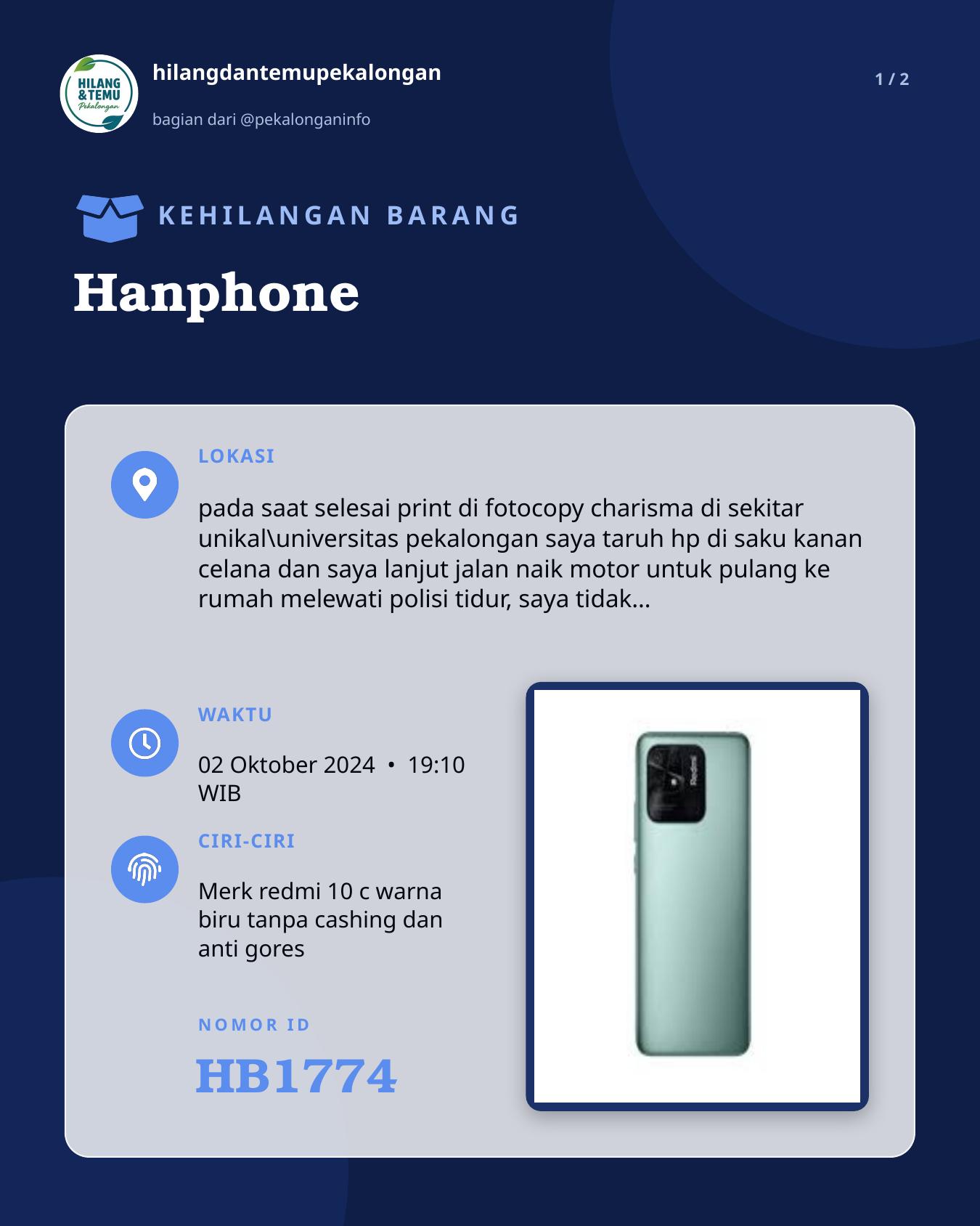 Slide 1 laporan Hanphone