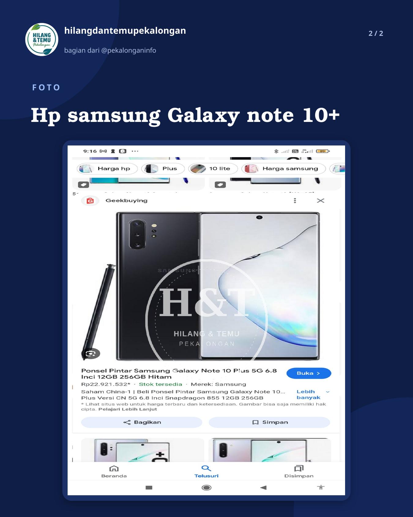 Slide 2 laporan Hp samsung Galaxy note 10+