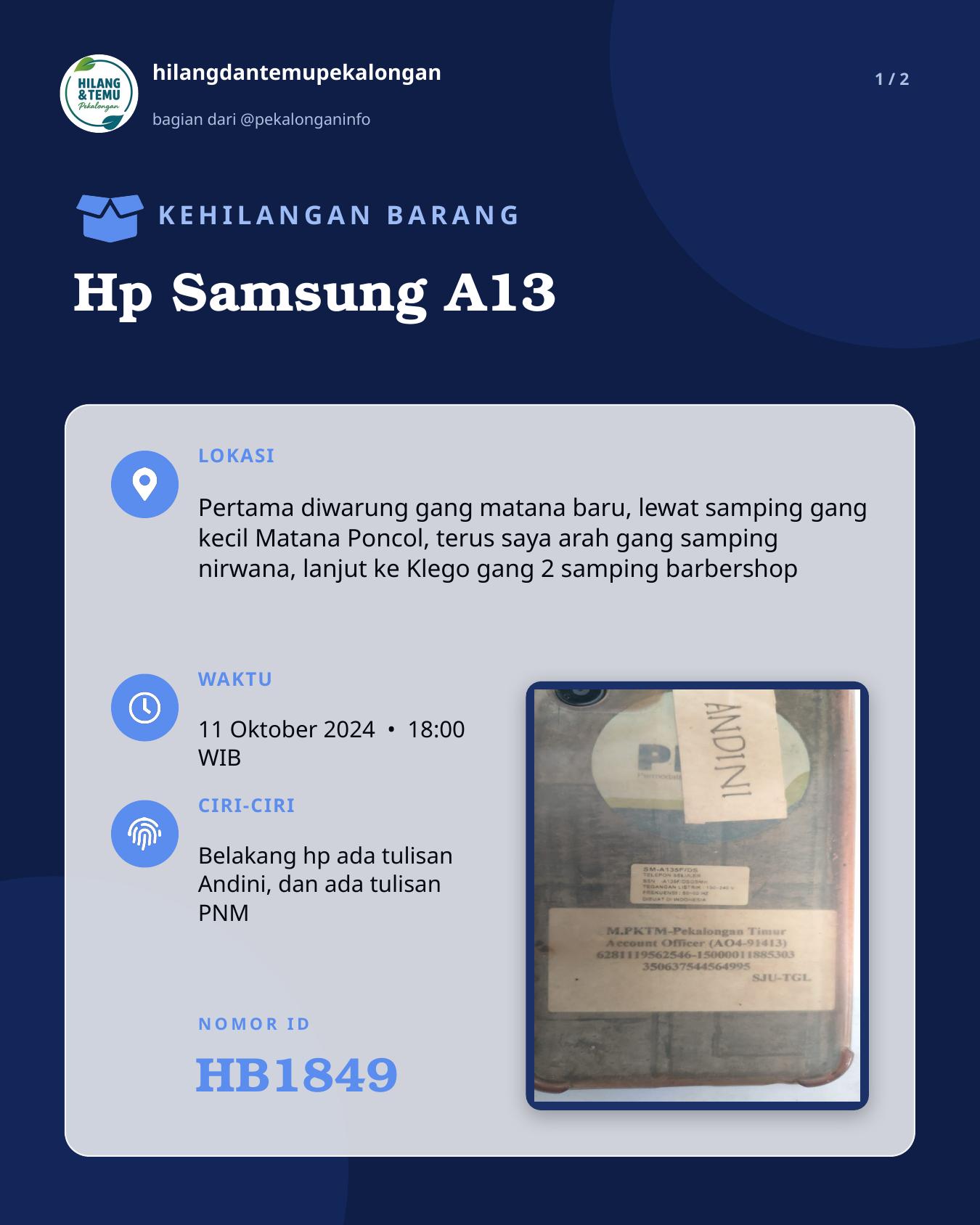 Slide 1 laporan Hp Samsung A13