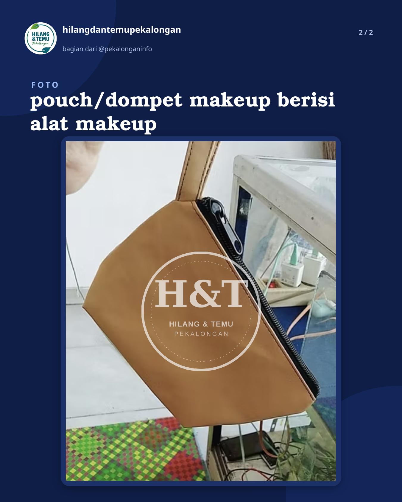 Slide 2 laporan pouch/dompet makeup berisi alat makeup