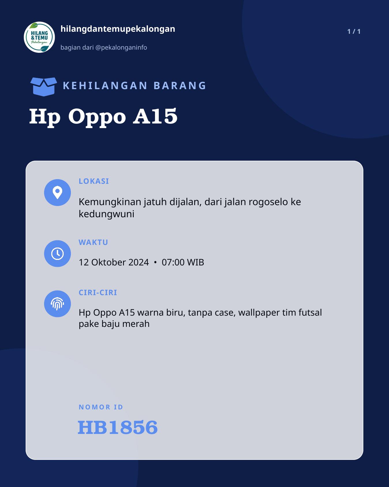 Slide laporan Hp Oppo A15 (HB1856)