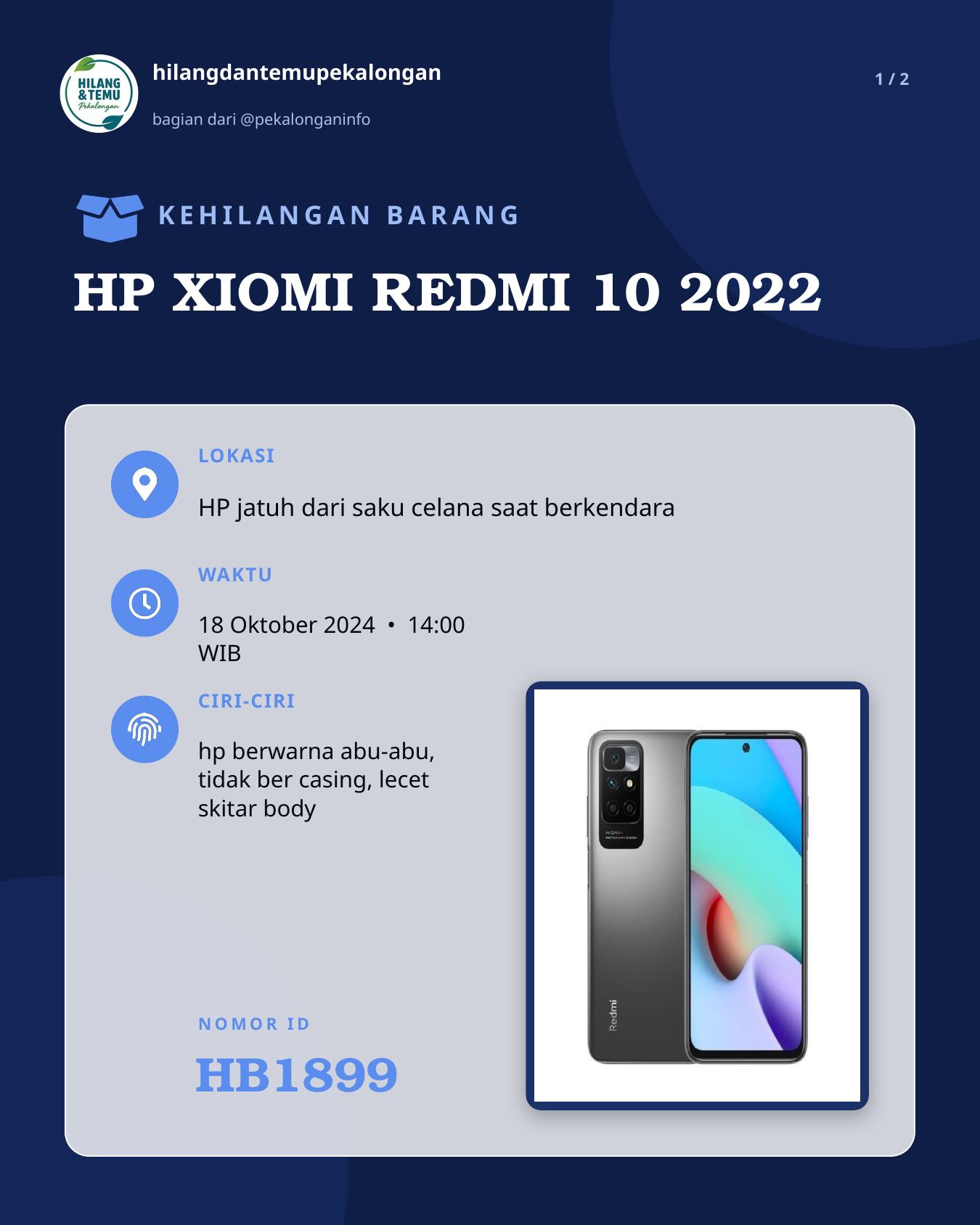 Slide 1 laporan HP XIOMI REDMI 10 2022