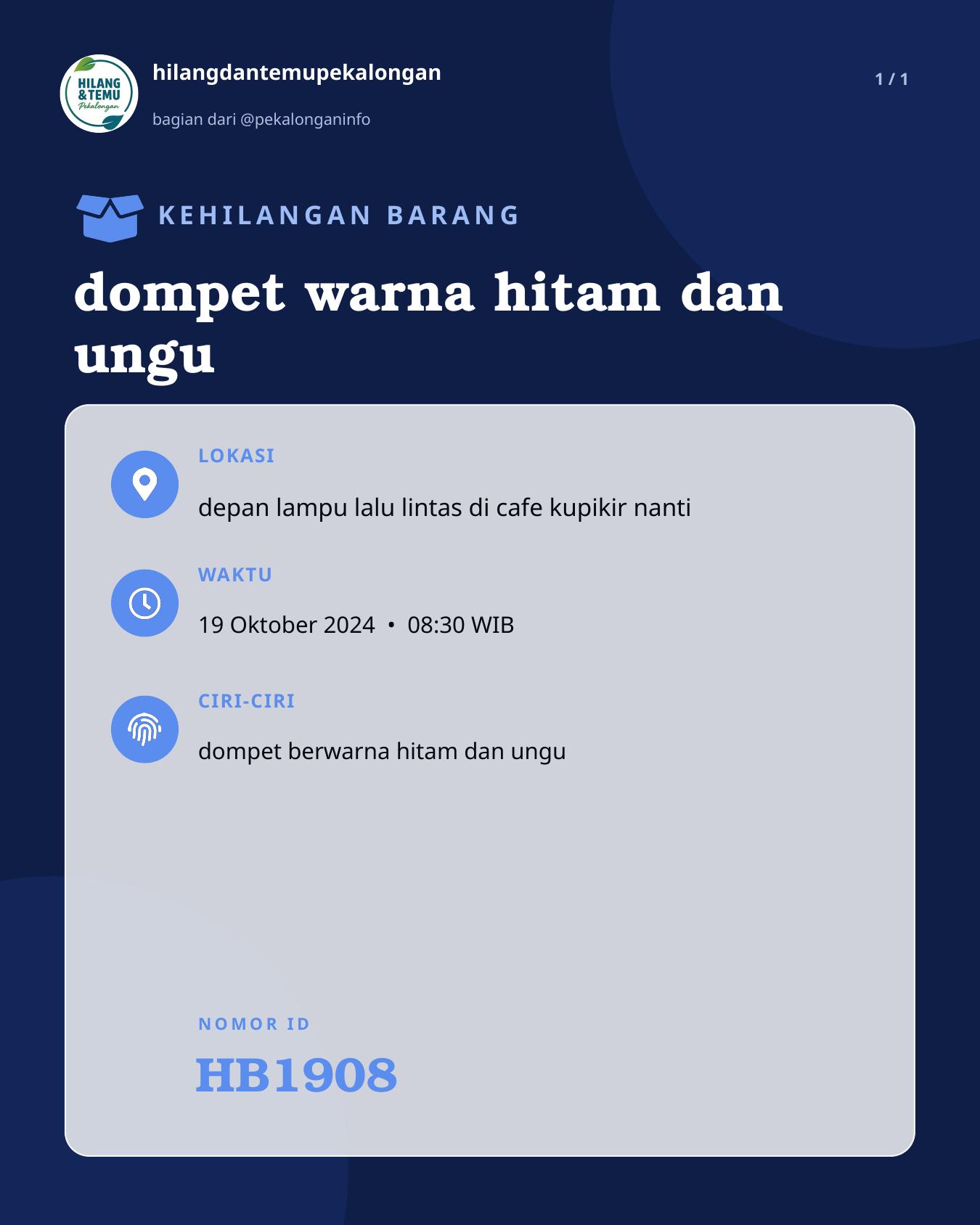 Slide laporan dompet warna hitam dan ungu (HB1908)