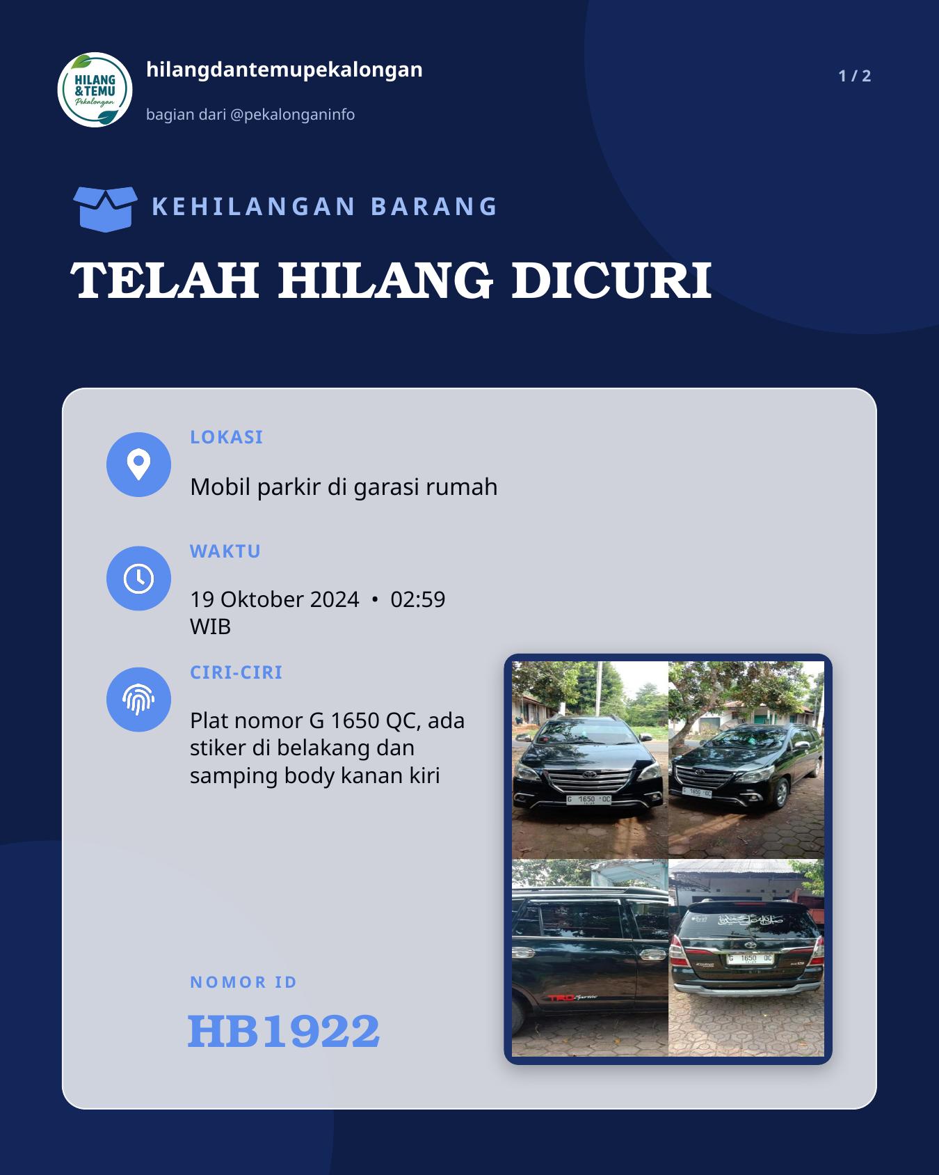 Slide 1 laporan TELAH HILANG DICURI