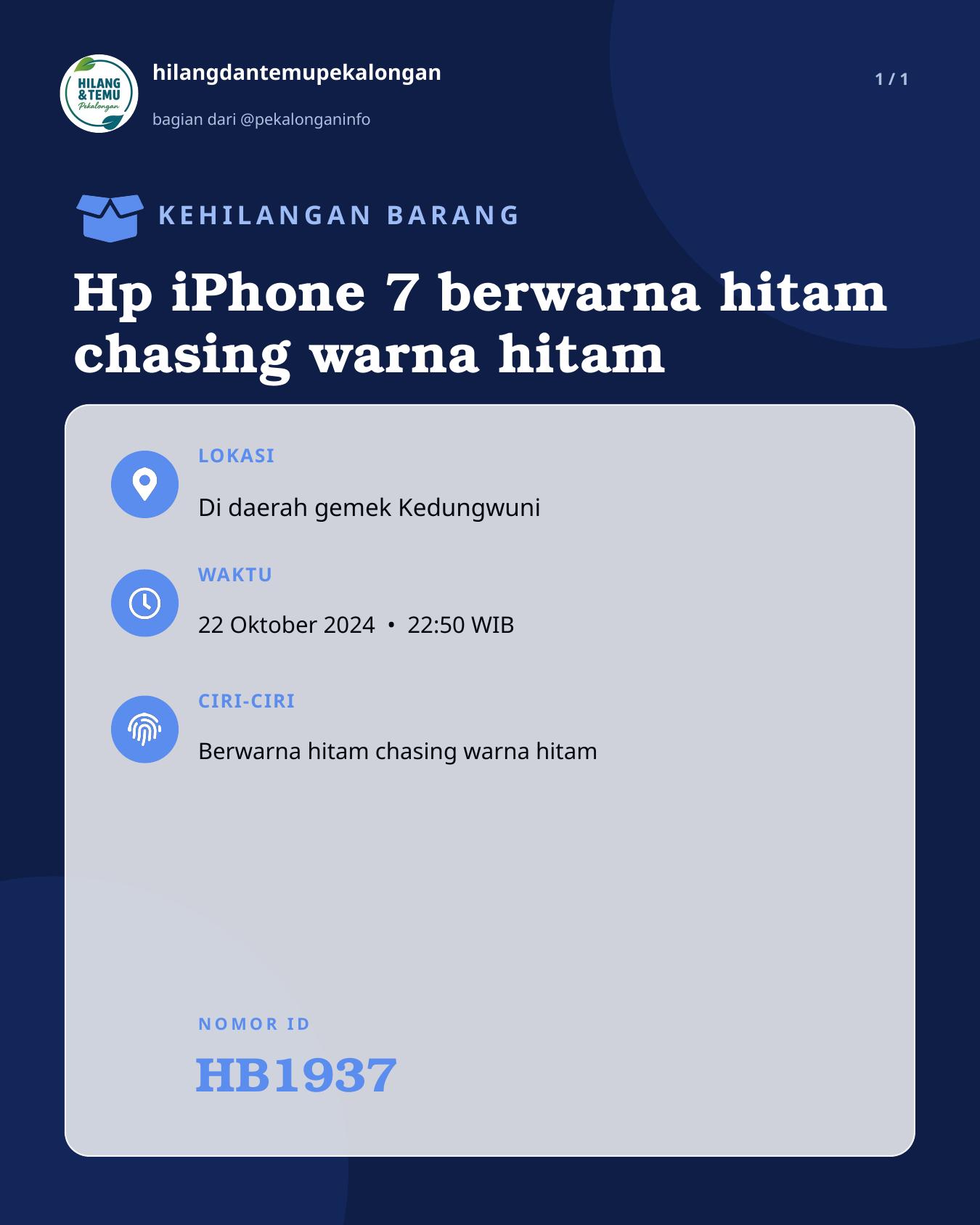 Slide laporan Hp iPhone 7 berwarna hitam chasing warna hitam (HB1937)
