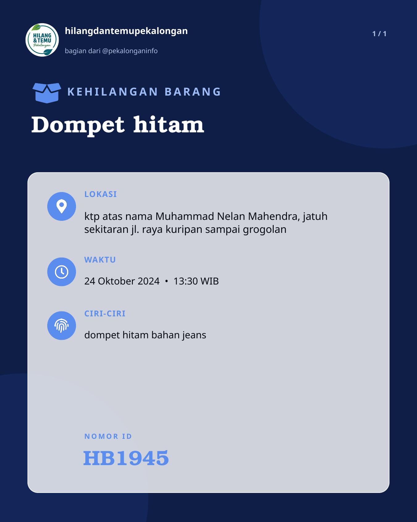 Slide laporan Dompet hitam (HB1945)