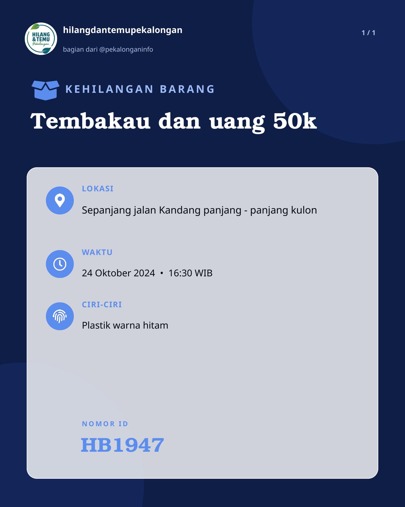 Slide laporan Tembakau dan uang 50k (HB1947)