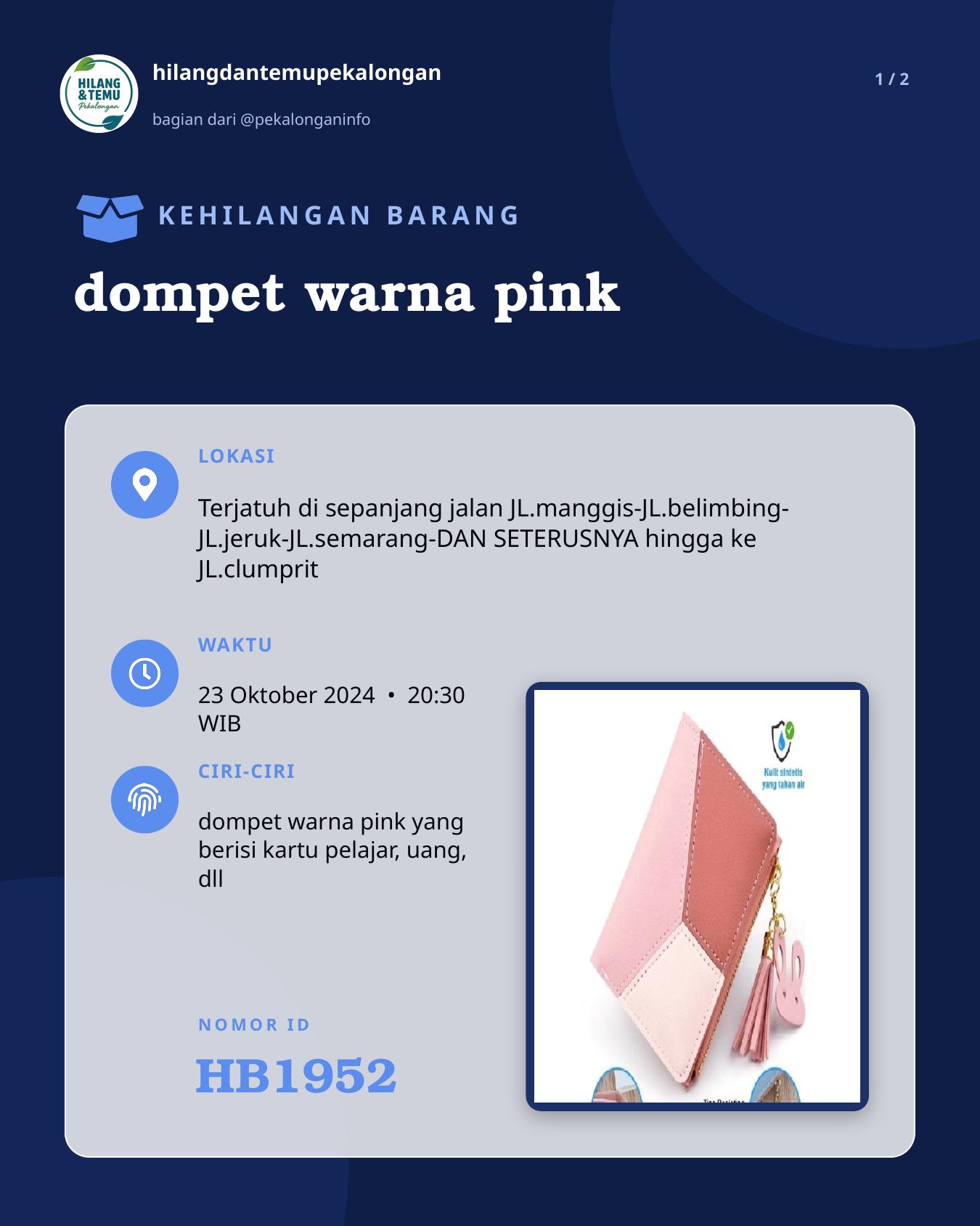Slide 1 laporan dompet warna pink