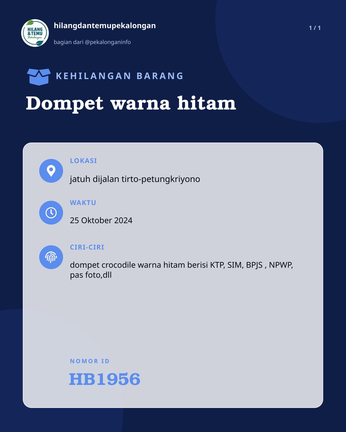 Slide laporan Dompet warna hitam (HB1956)