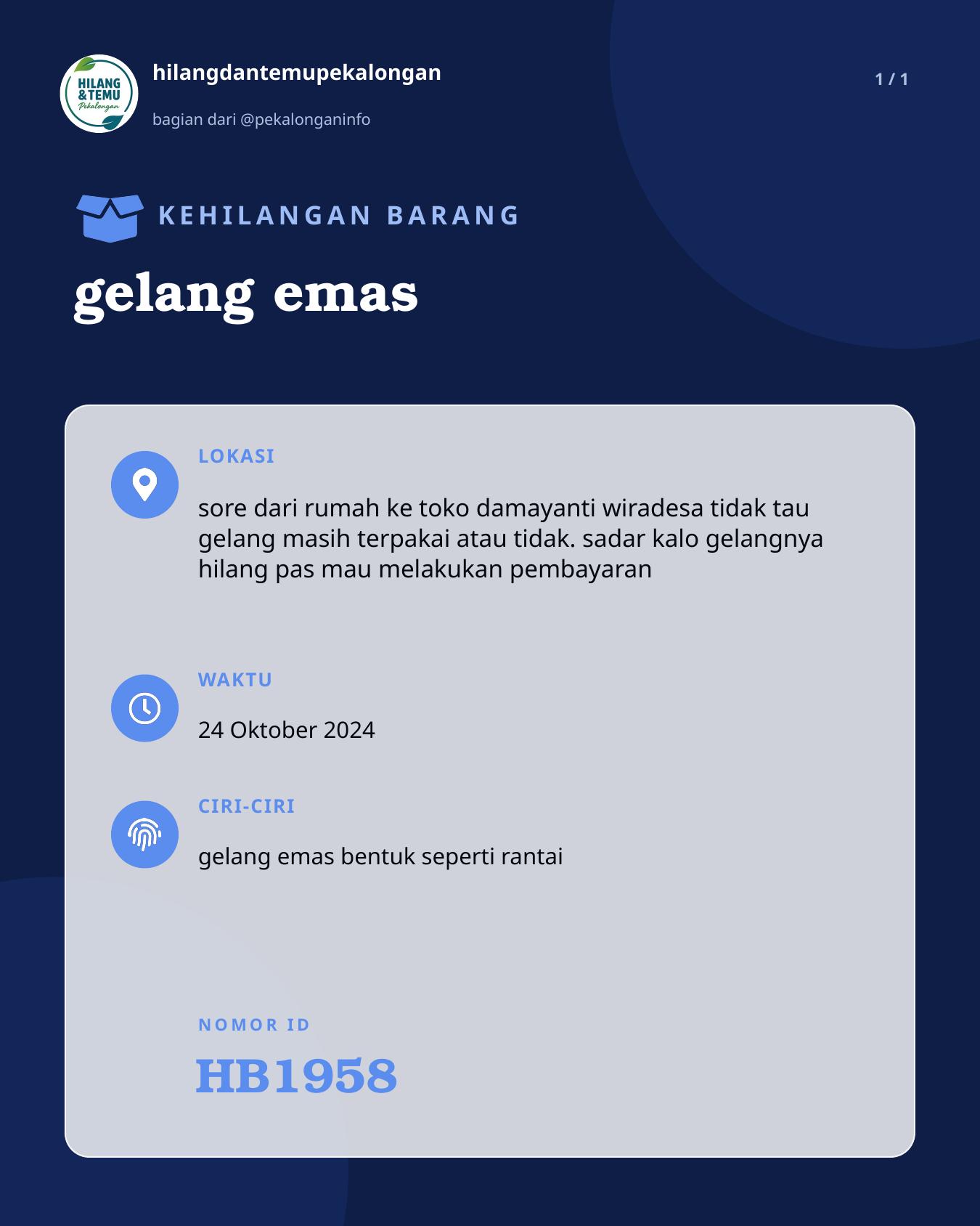 Slide laporan gelang emas (HB1958)