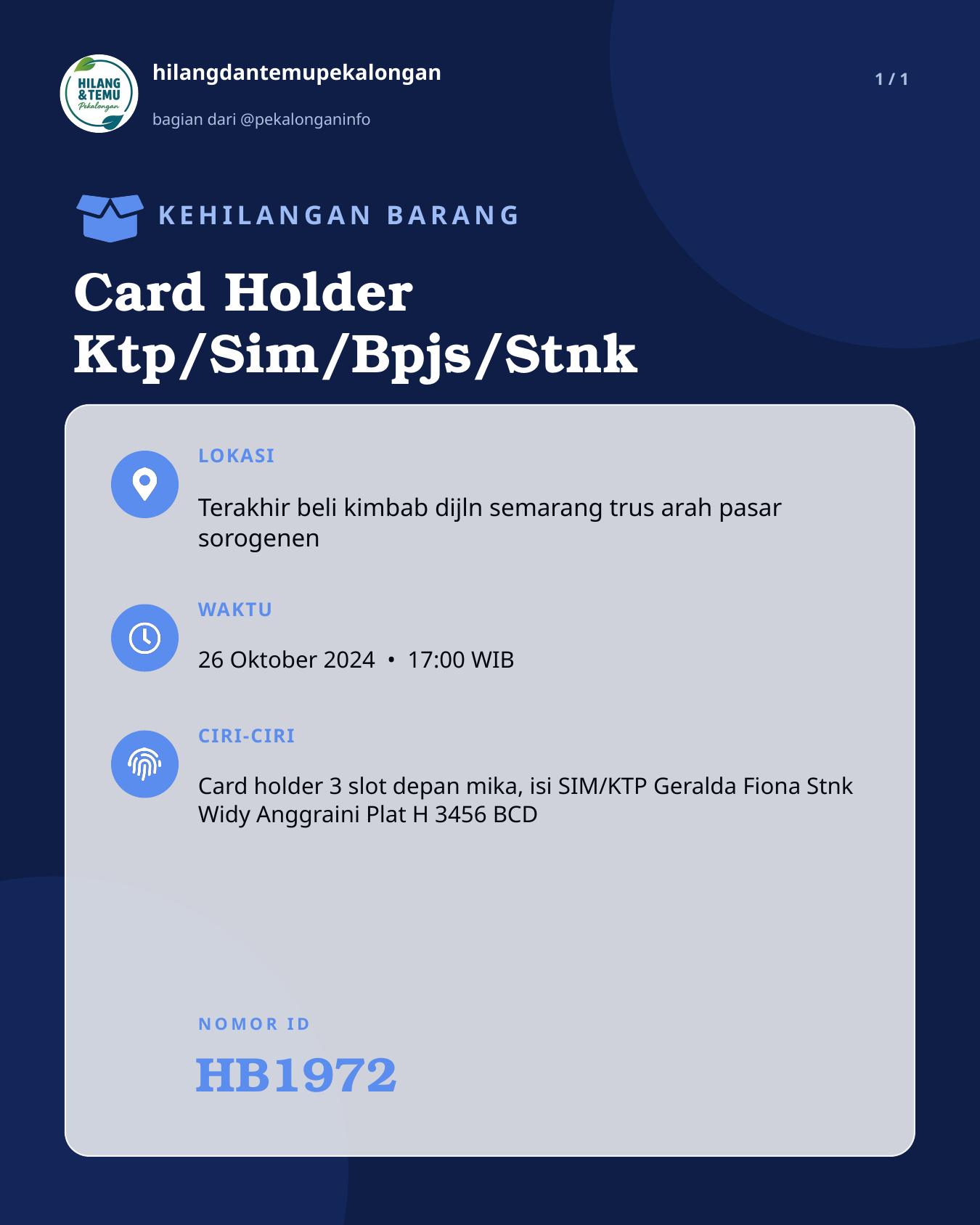 Slide laporan Card Holder Ktp/Sim/Bpjs/Stnk (HB1972)