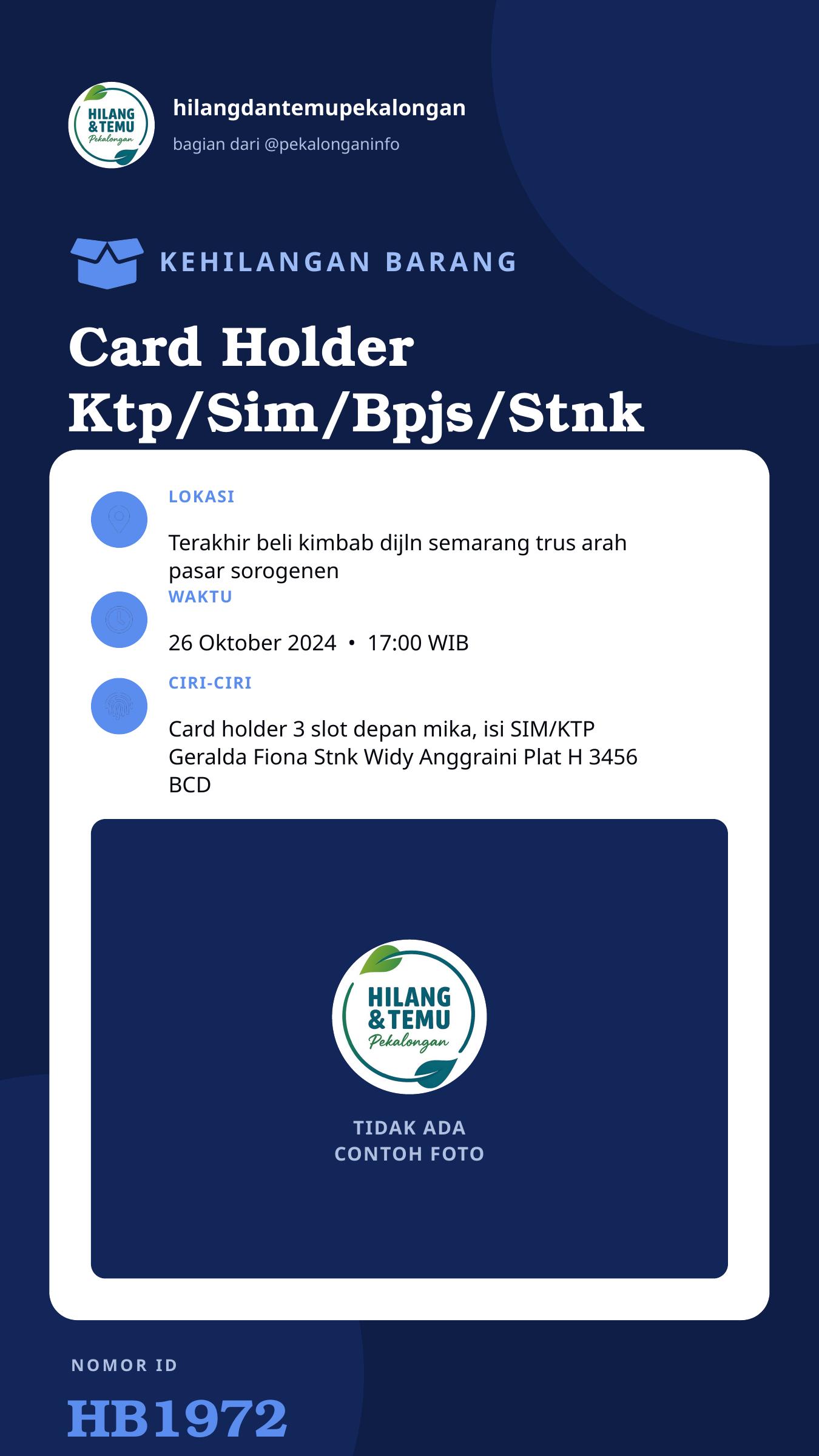 Story 9:16 laporan Card Holder Ktp/Sim/Bpjs/Stnk