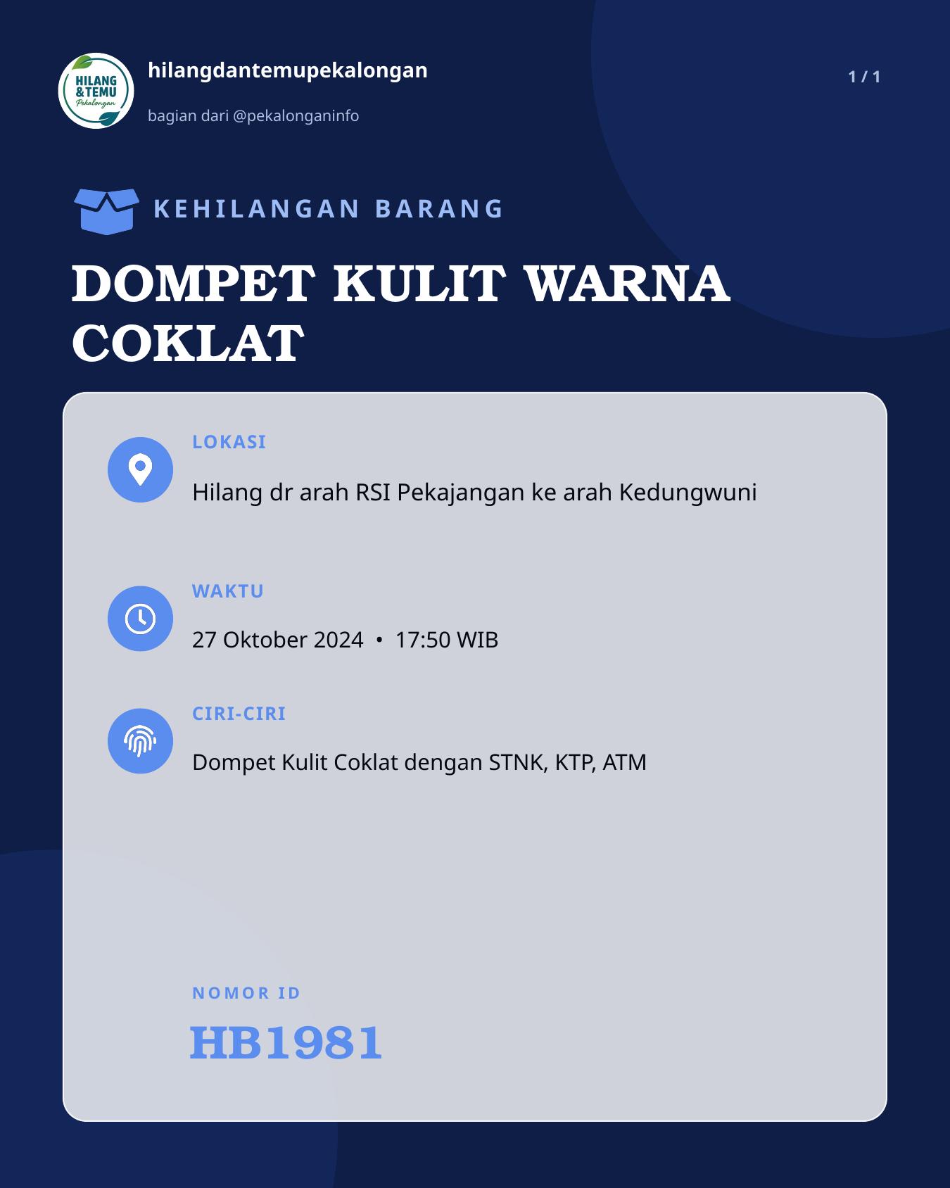 Slide laporan DOMPET KULIT WARNA COKLAT (HB1981)