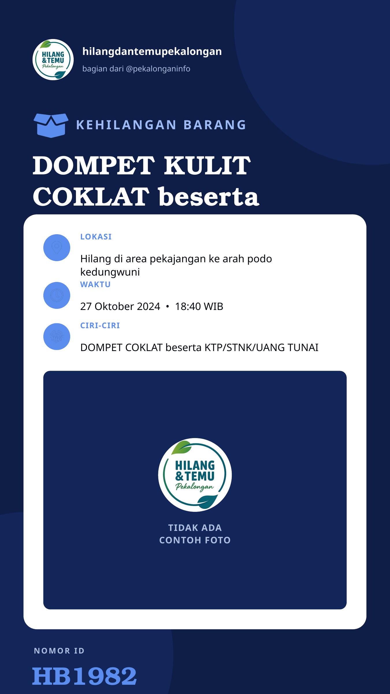 Story 9:16 laporan DOMPET KULIT COKLAT beserta KTP STNK
