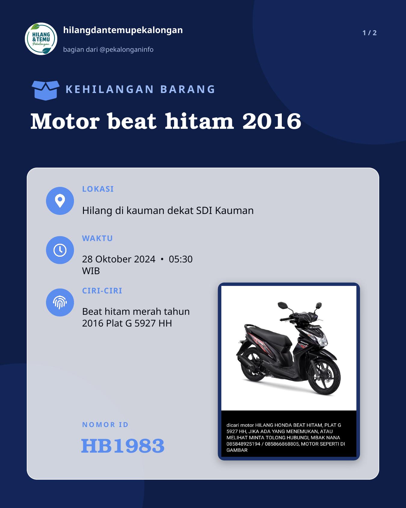 Slide 1 laporan Motor beat hitam 2016