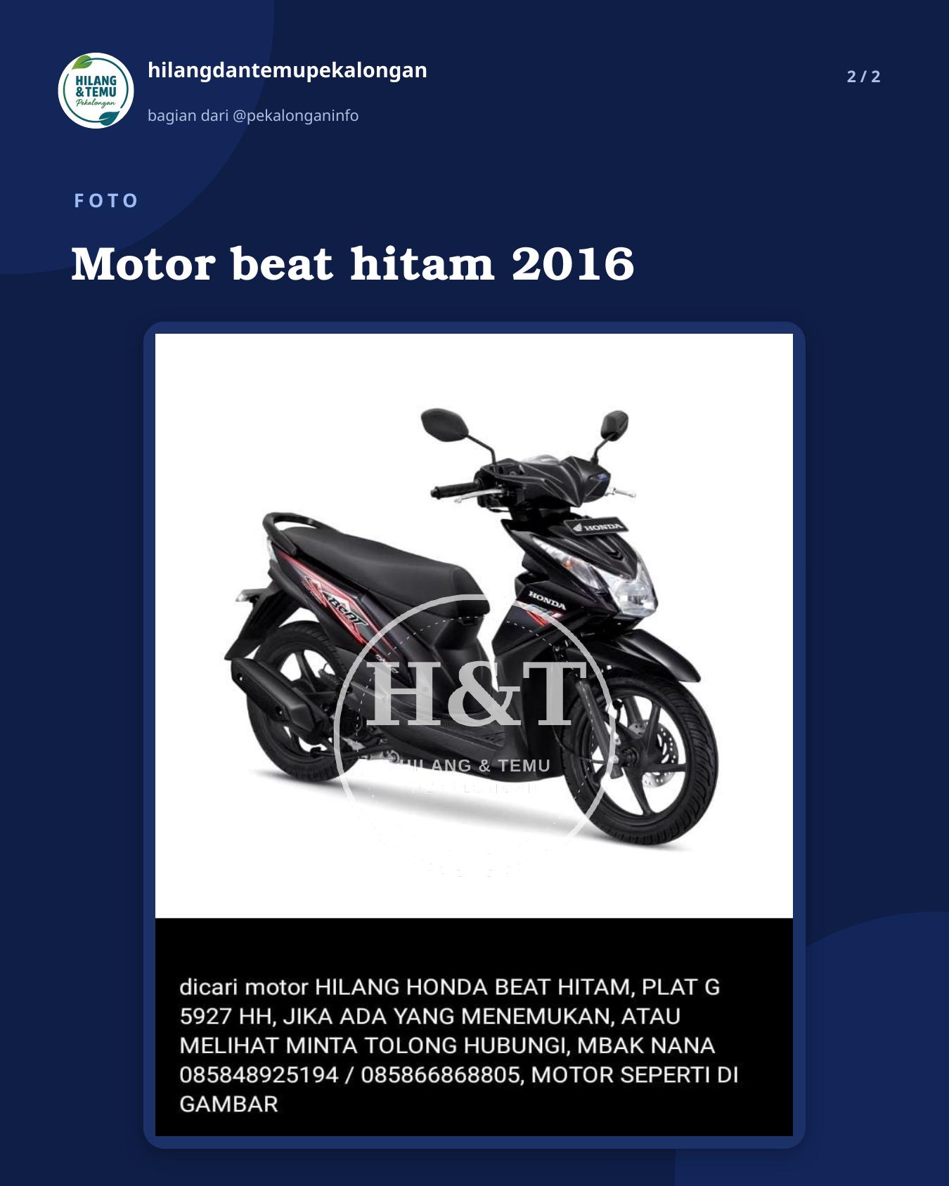 Slide 2 laporan Motor beat hitam 2016