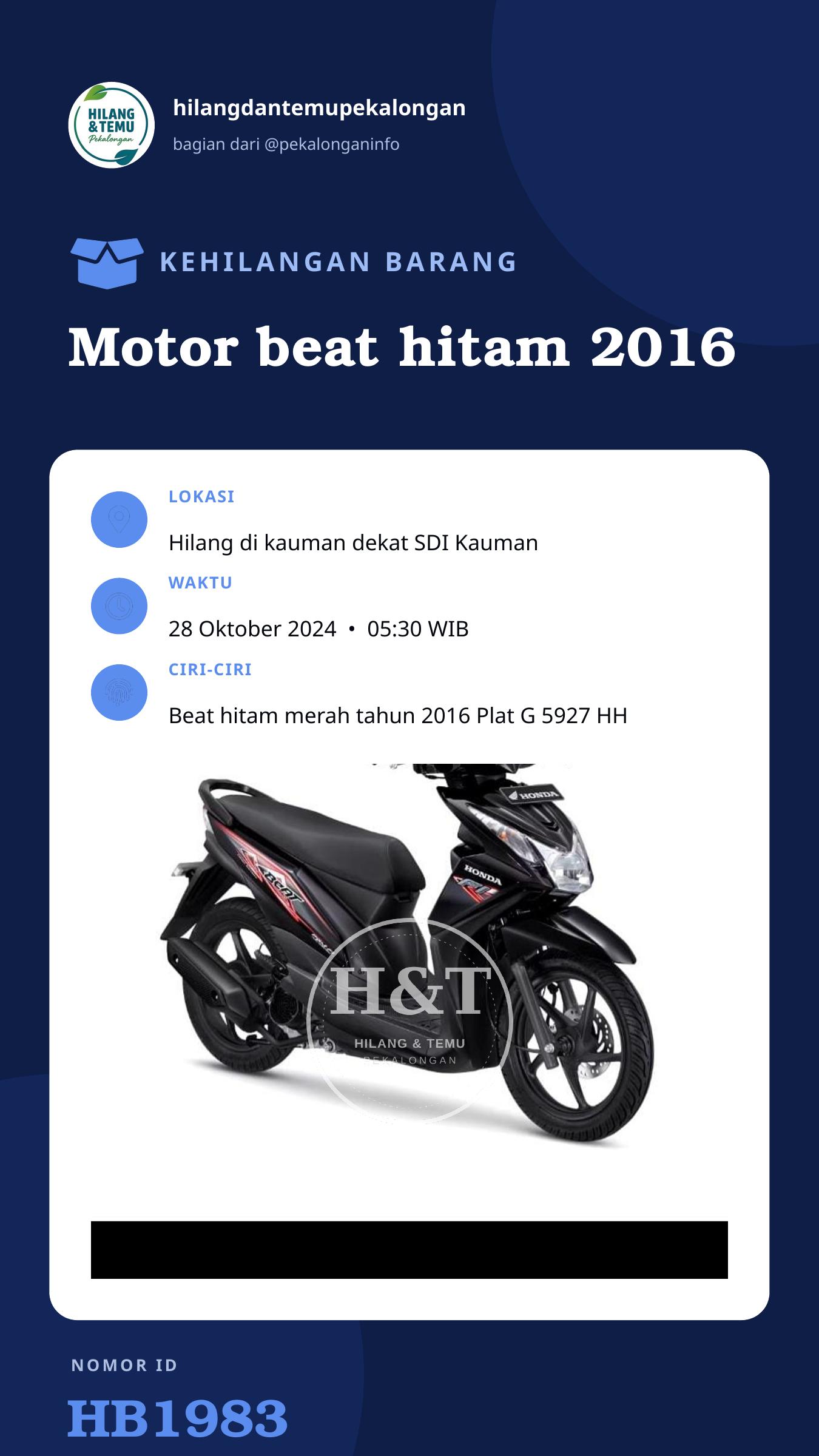 Story 9:16 laporan Motor beat hitam 2016