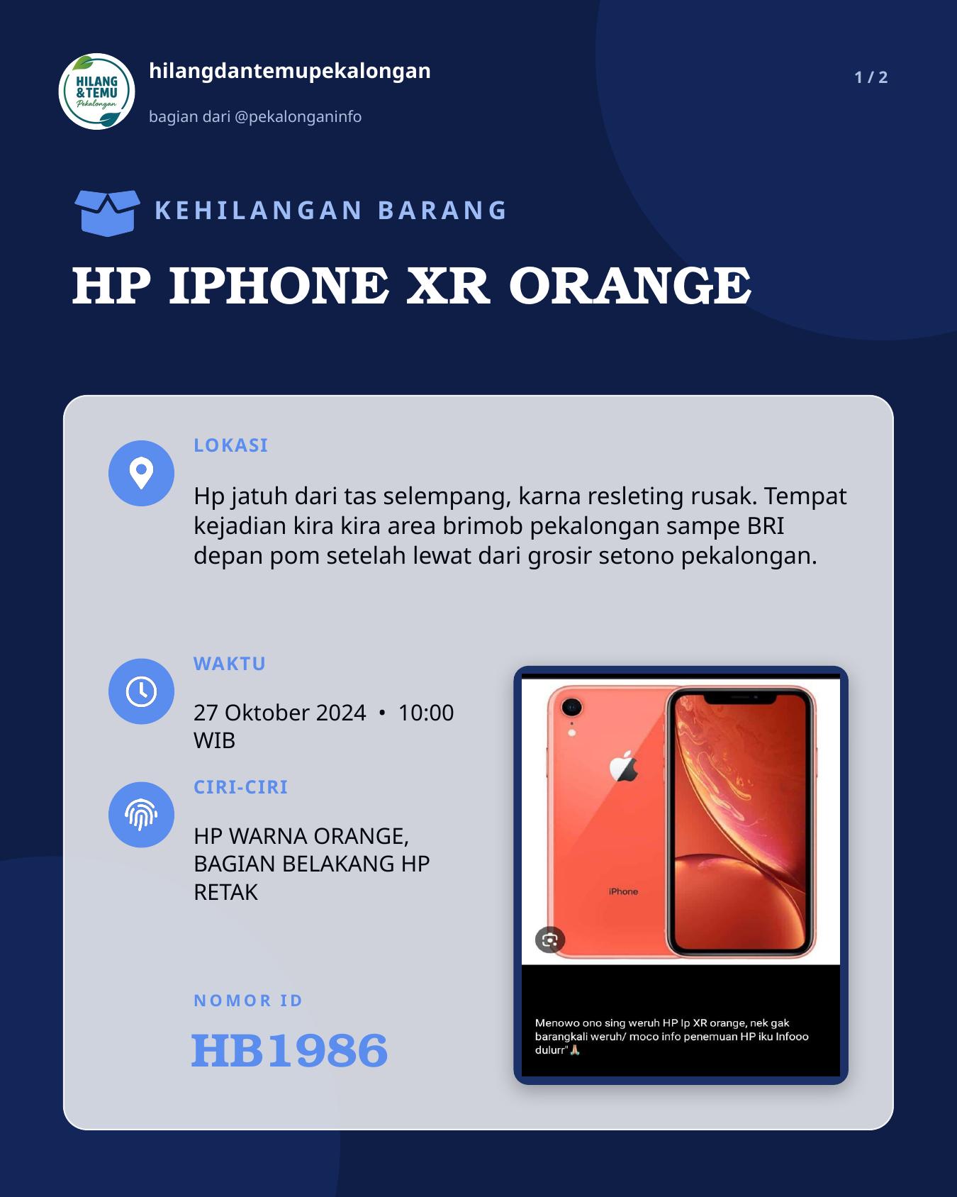 Slide 1 laporan HP IPHONE XR ORANGE