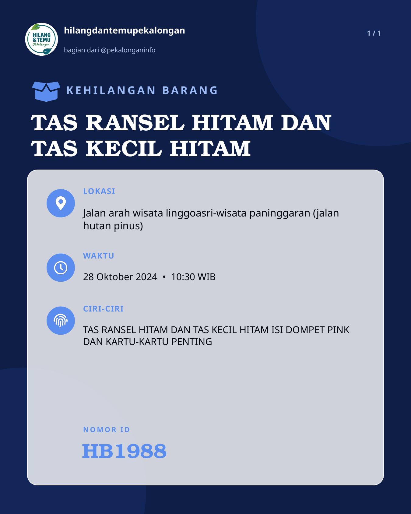 Slide laporan TAS RANSEL HITAM DAN TAS KECIL HITAM (HB1988)