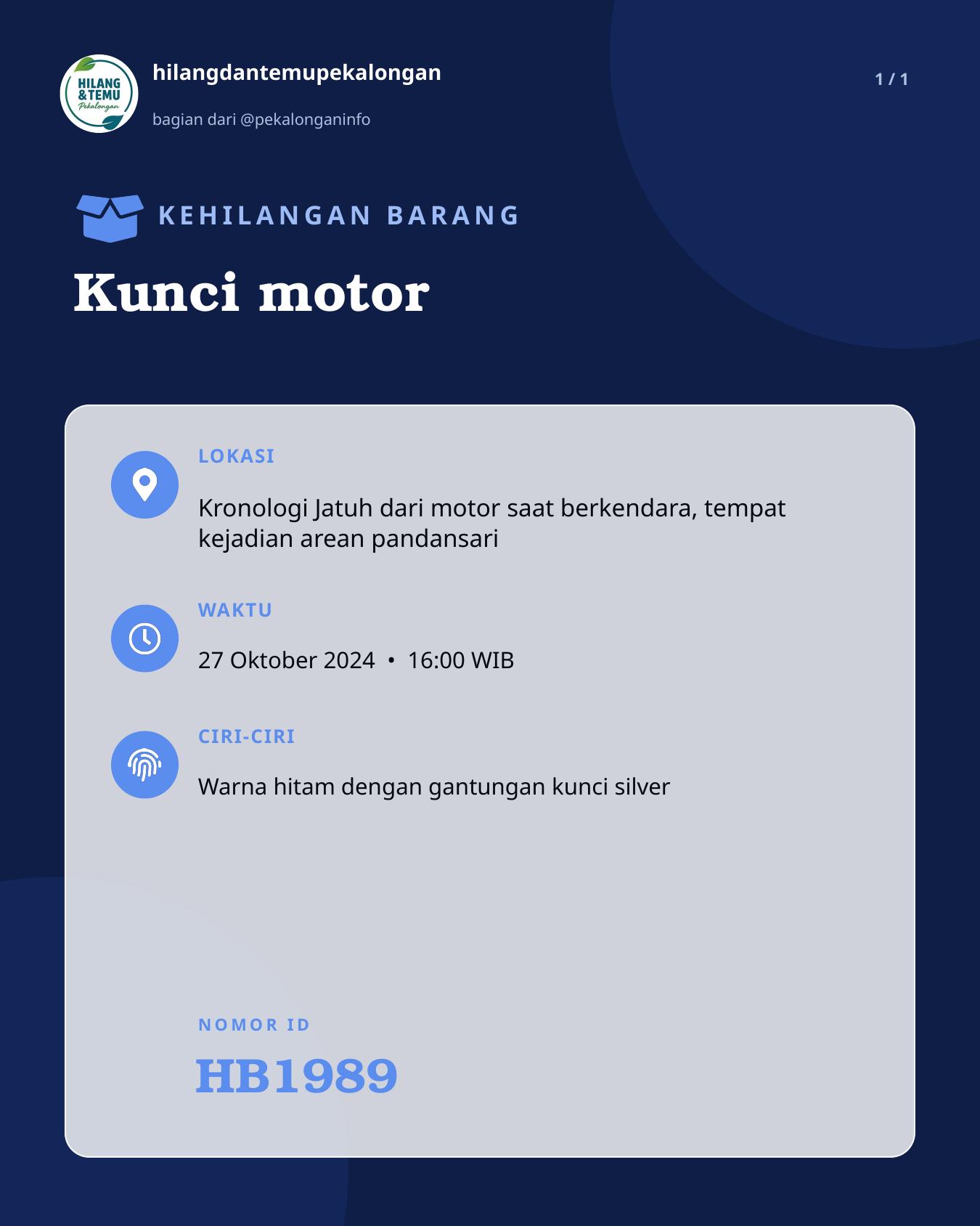 Slide laporan Kunci motor (HB1989)