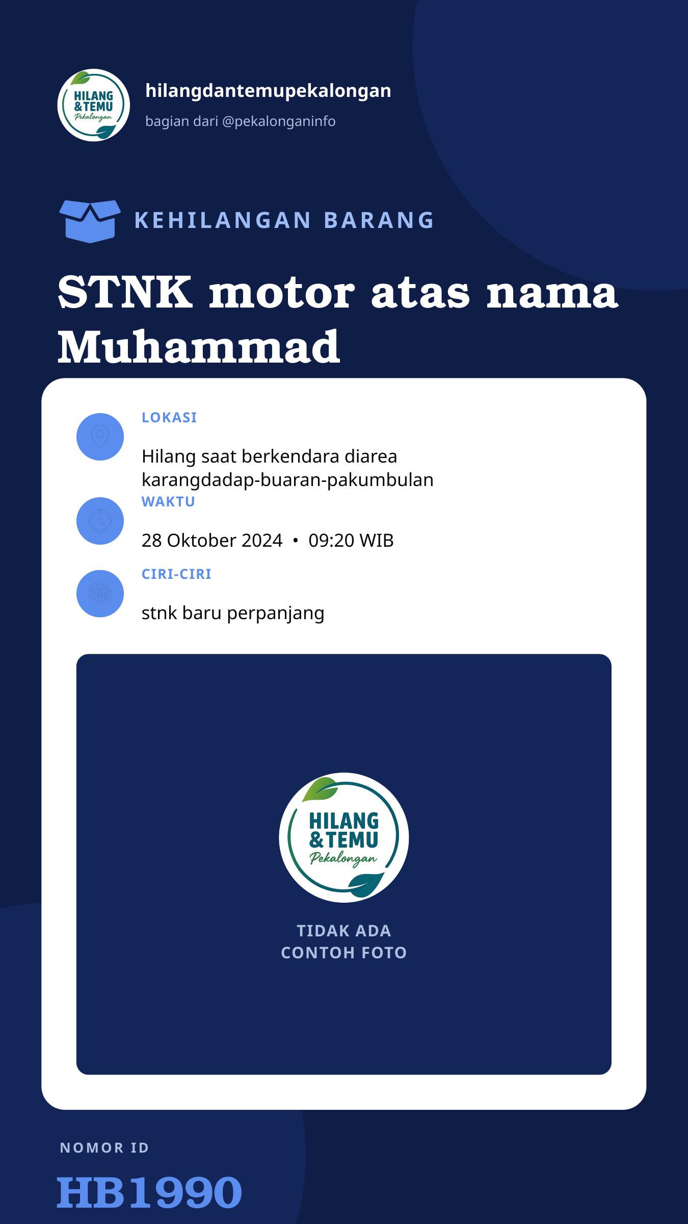 Story 9:16 laporan STNK motor atas nama Muhammad Ihwan Hasan