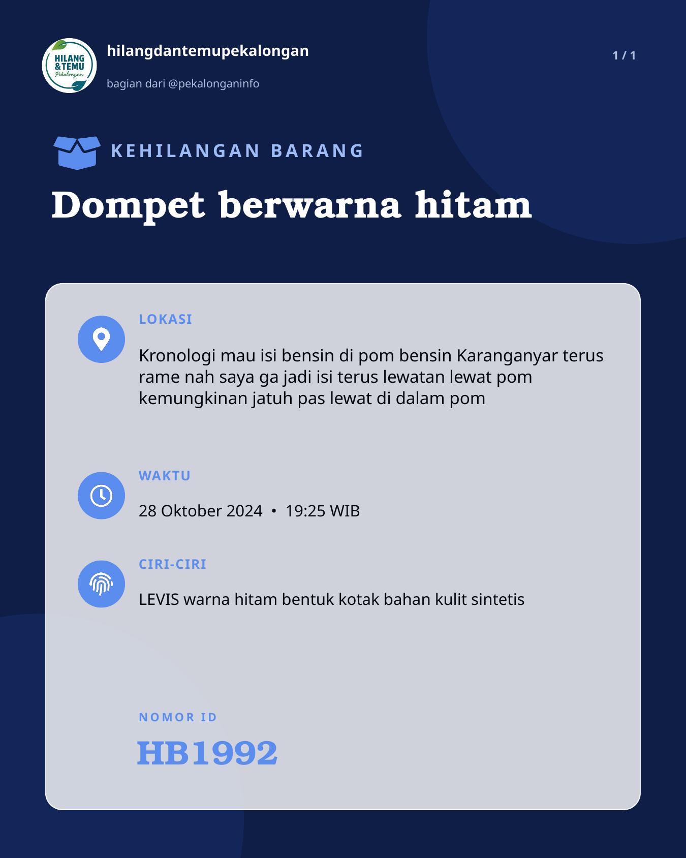 Slide laporan Dompet berwarna hitam (HB1992)