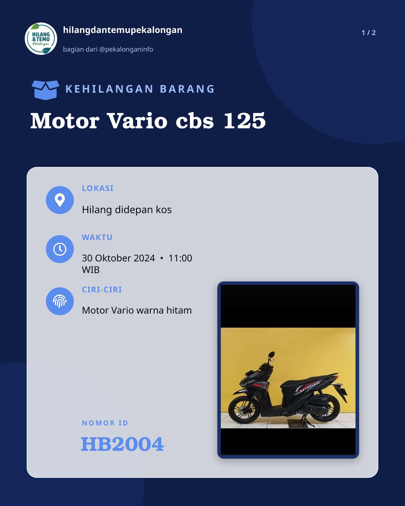 Slide 1 laporan Motor Vario cbs 125