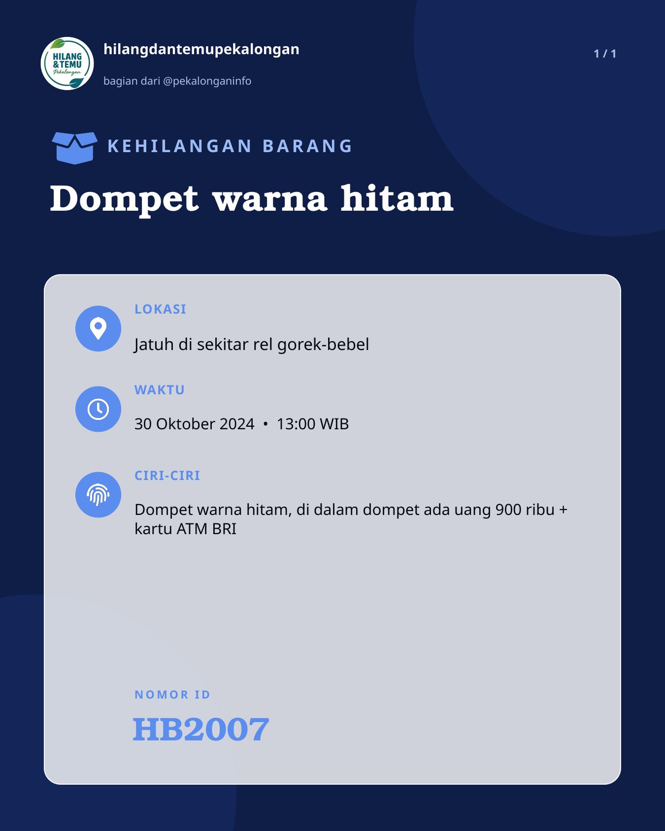 Slide laporan Dompet warna hitam (HB2007)