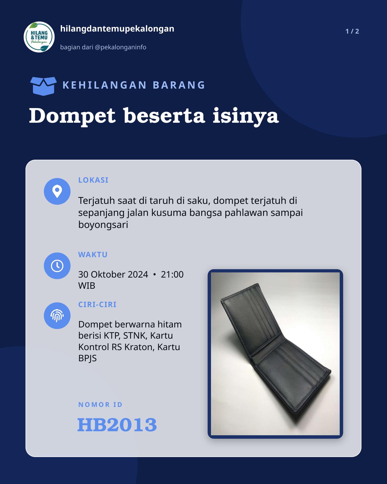 Slide 1 laporan Dompet beserta isinya