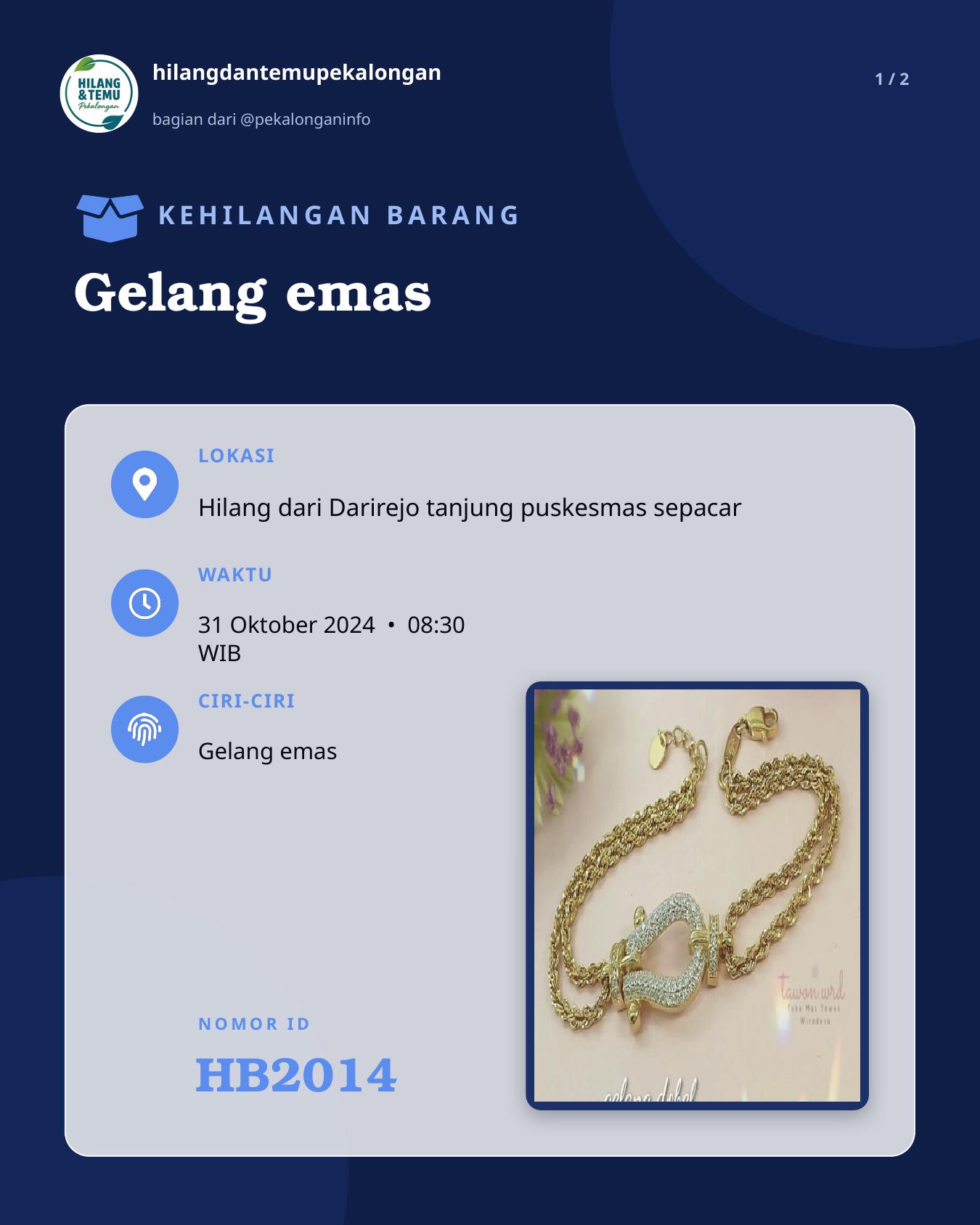 Slide 1 laporan Gelang emas