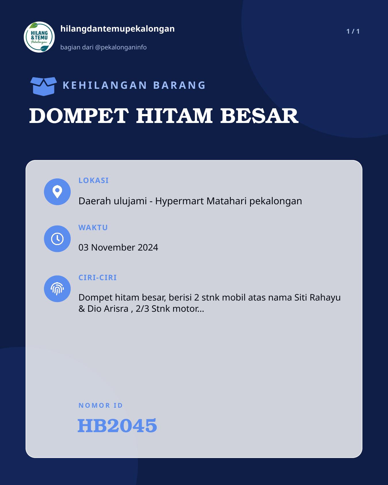 Slide laporan DOMPET HITAM BESAR (HB2045)