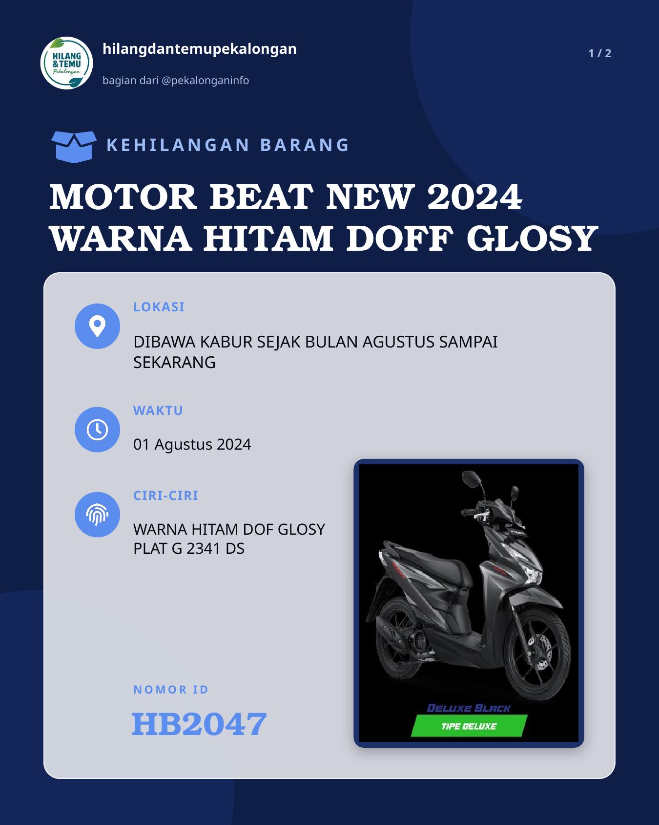 Slide 1 laporan MOTOR BEAT NEW 2024 WARNA HITAM DOFF GLOSY
