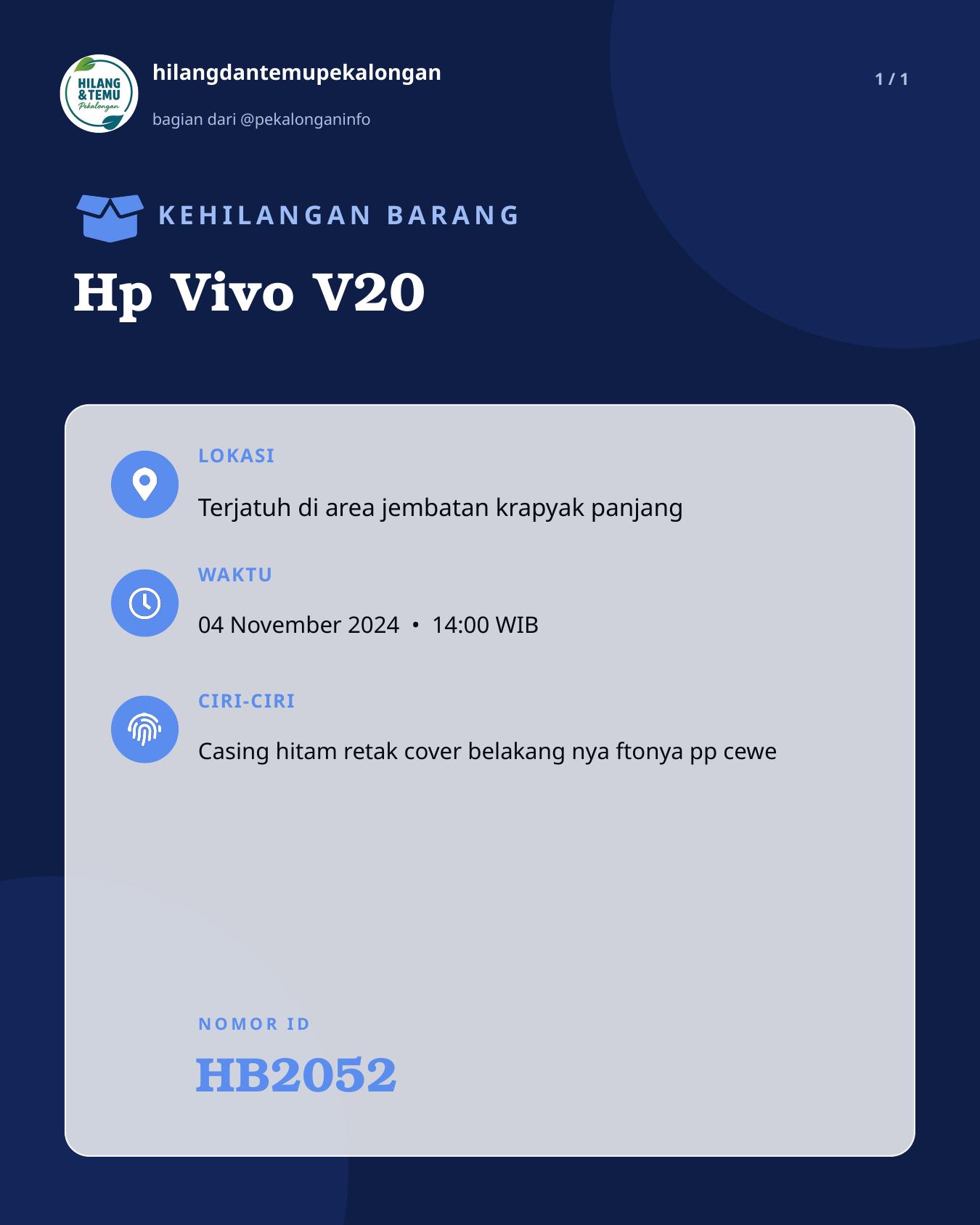 Slide laporan Hp Vivo V20 (HB2052)