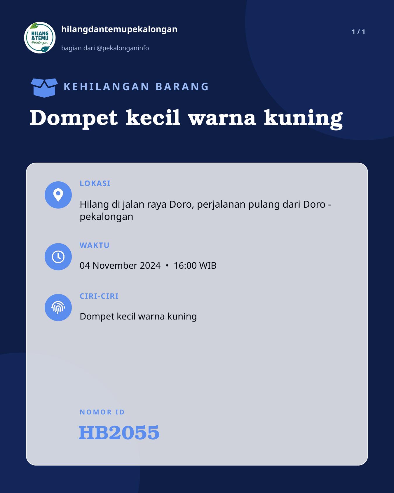 Slide laporan Dompet kecil warna kuning (HB2055)