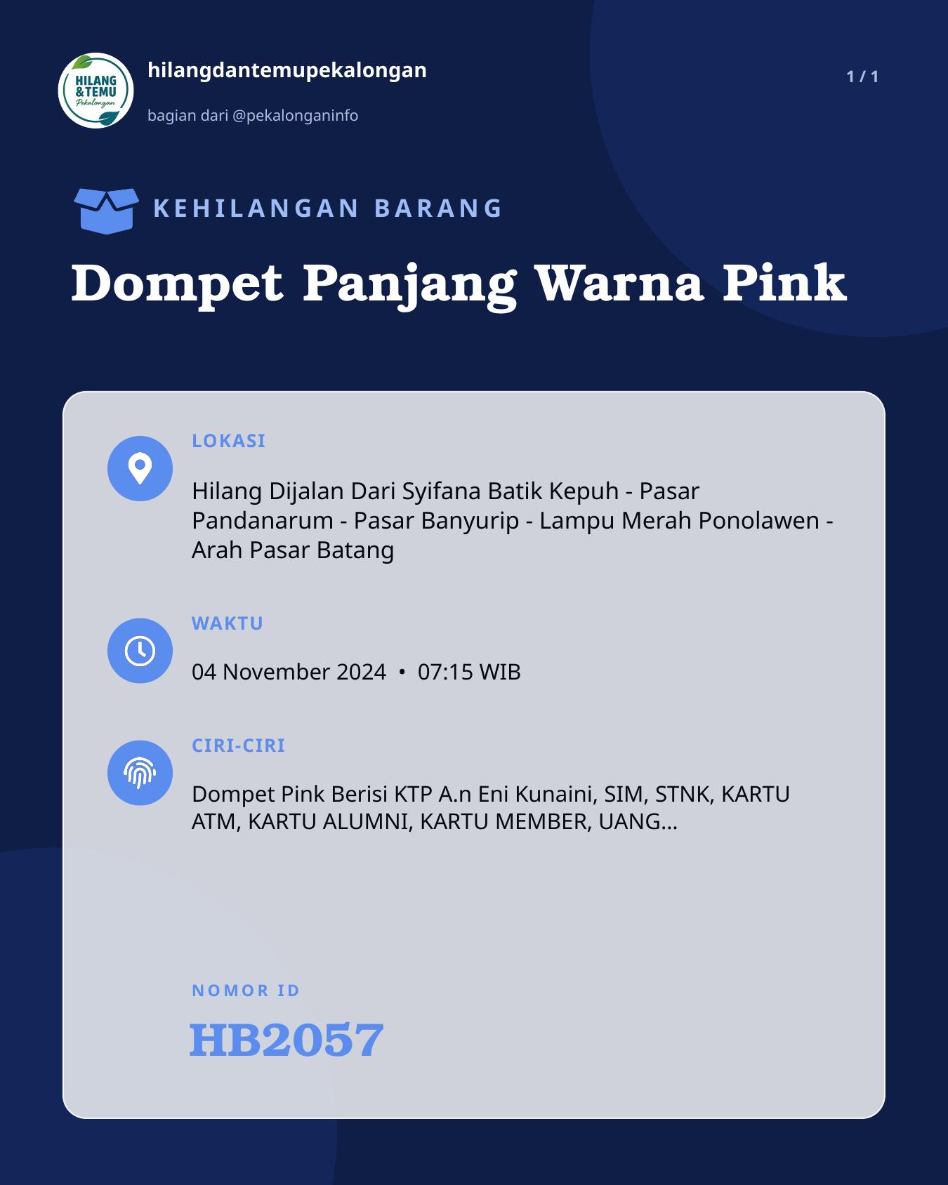 Slide laporan Dompet Panjang Warna Pink (HB2057)