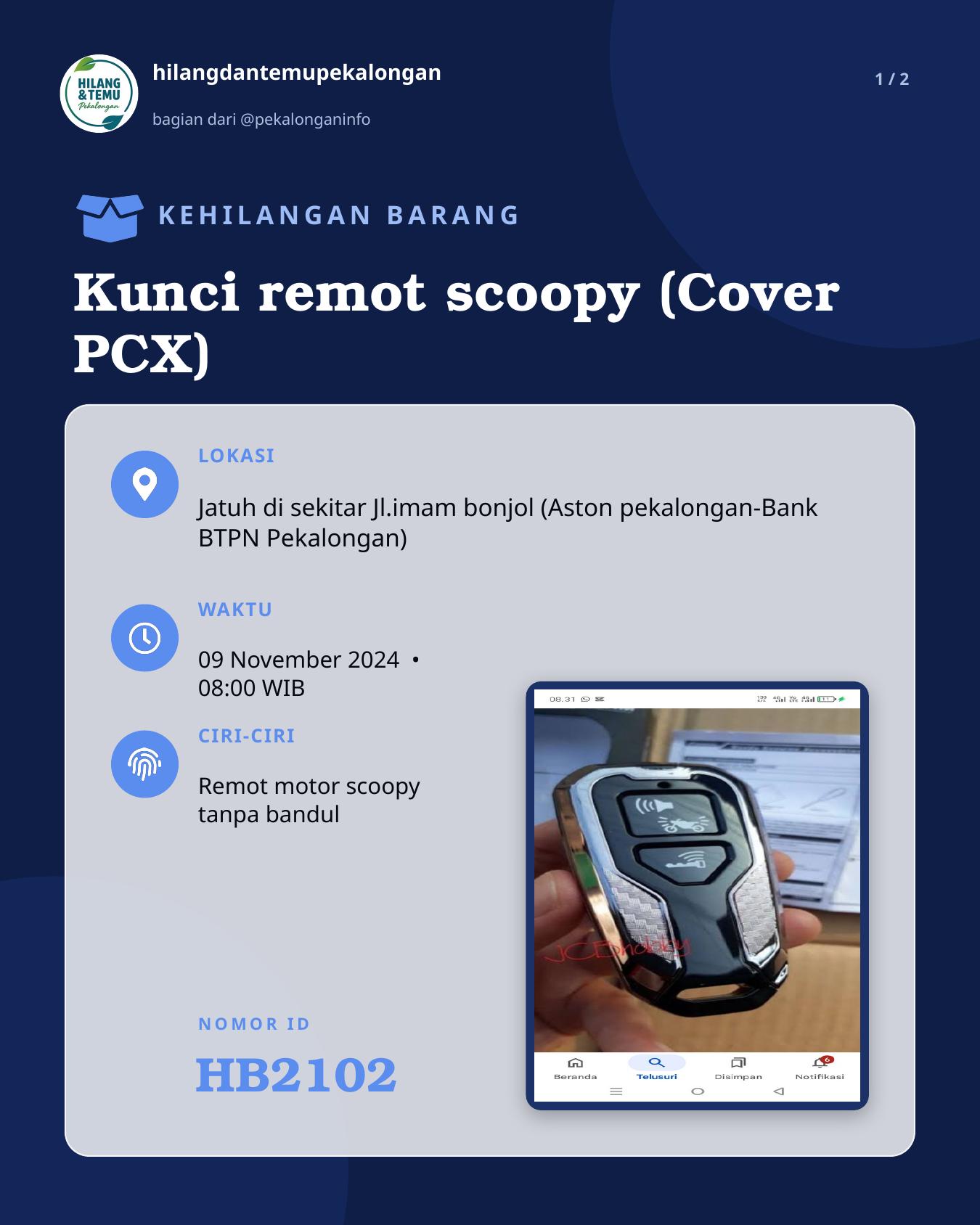 Slide 1 laporan Kunci remot scoopy (Cover PCX)
