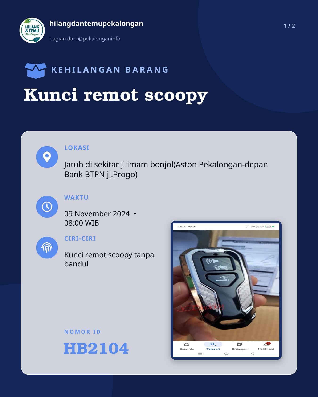 Slide 1 laporan Kunci remot scoopy