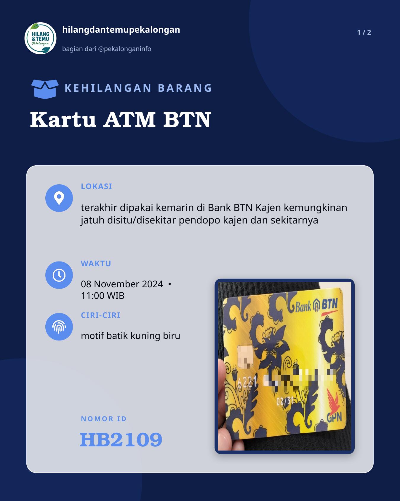 Slide 1 laporan Kartu ATM BTN