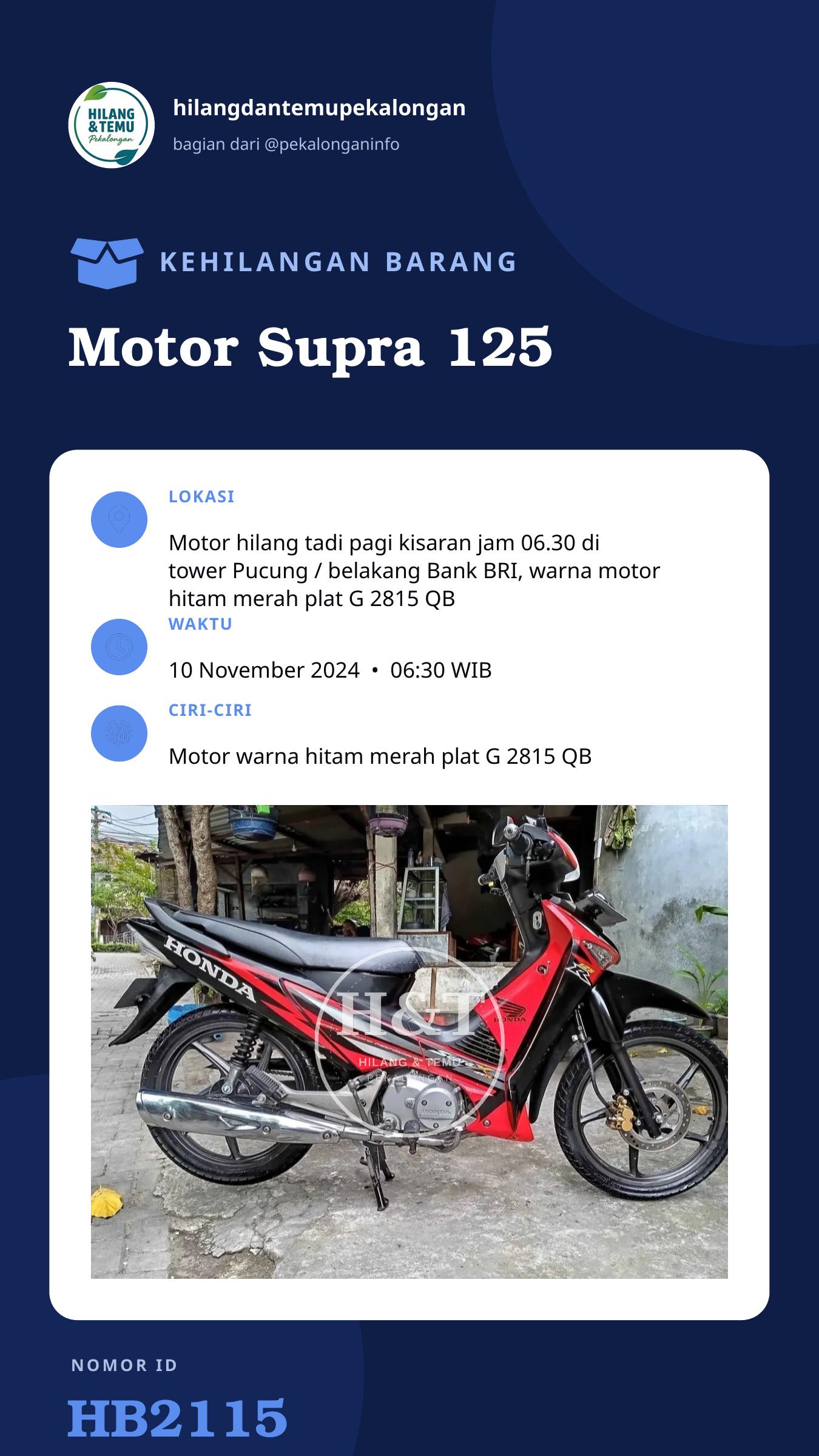 Story 9:16 laporan Motor Supra 125