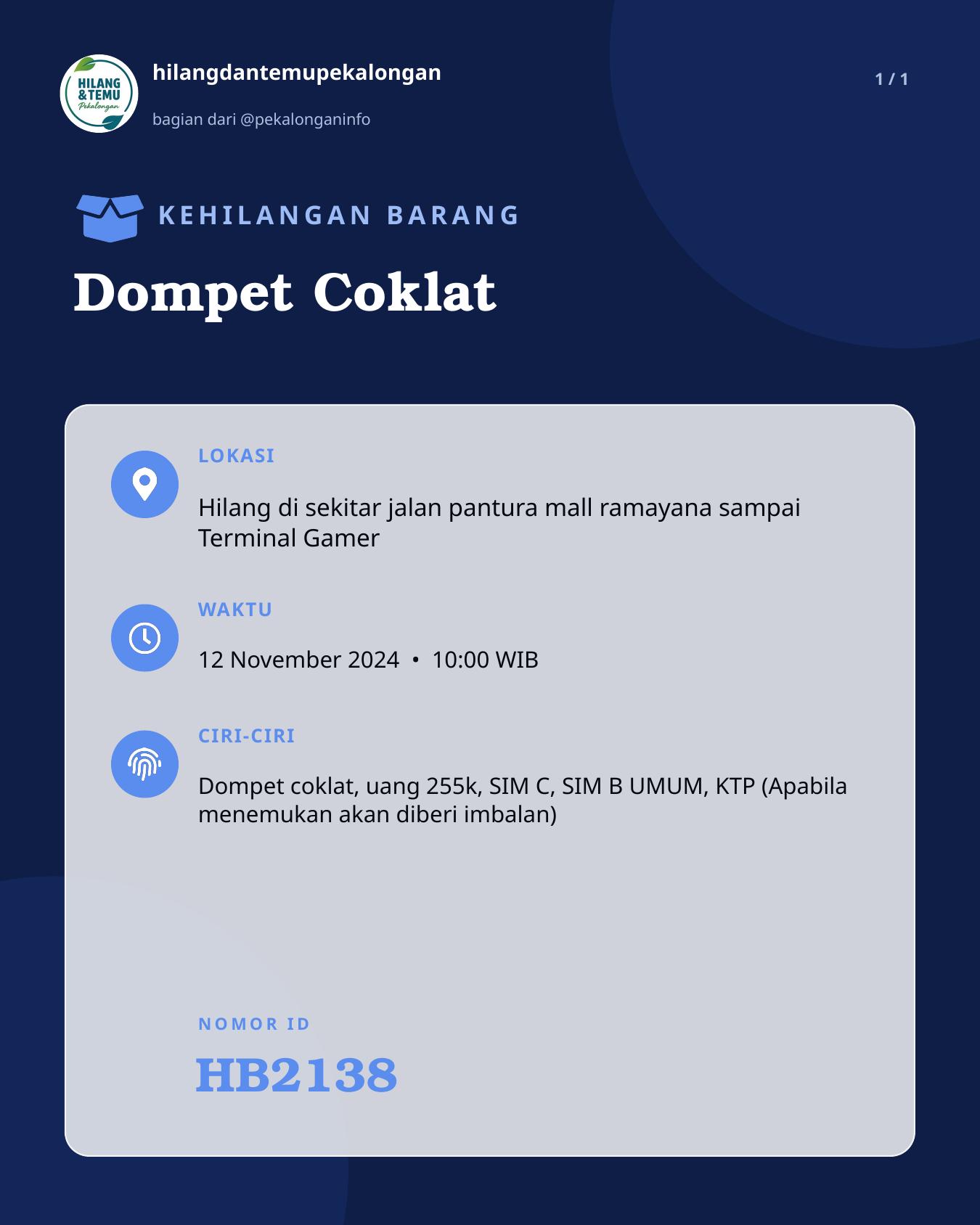 Slide laporan Dompet Coklat (HB2138)