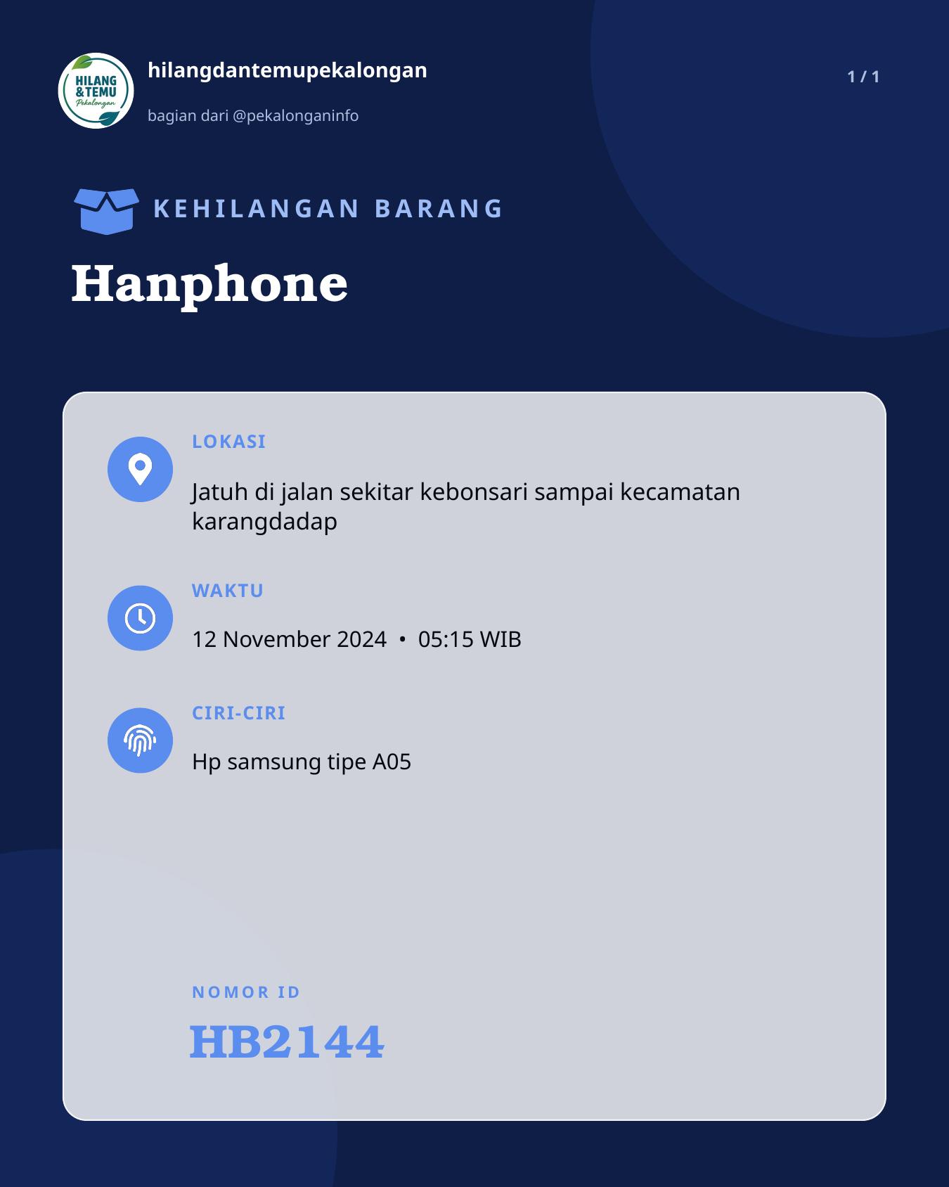 Slide laporan Hanphone (HB2144)