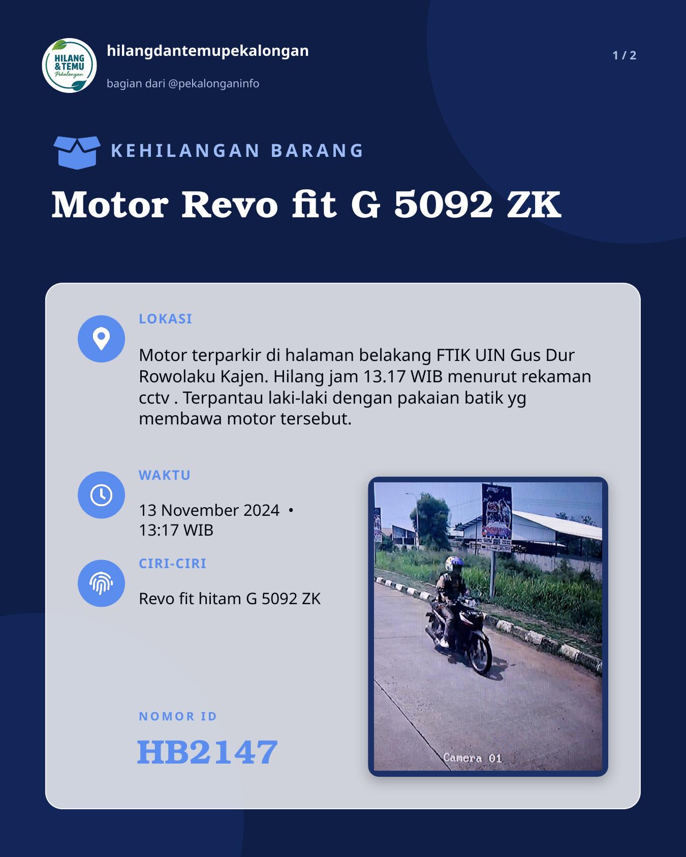 Slide 1 laporan Motor Revo fit G 5092 ZK
