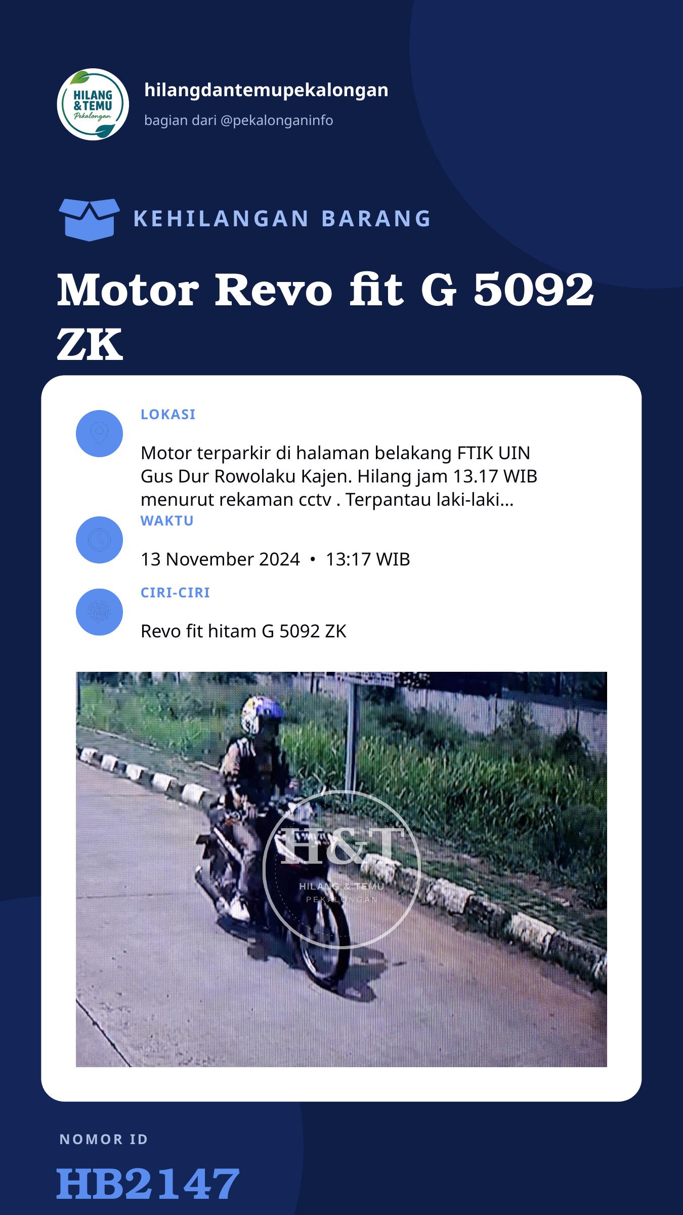 Story 9:16 laporan Motor Revo fit G 5092 ZK